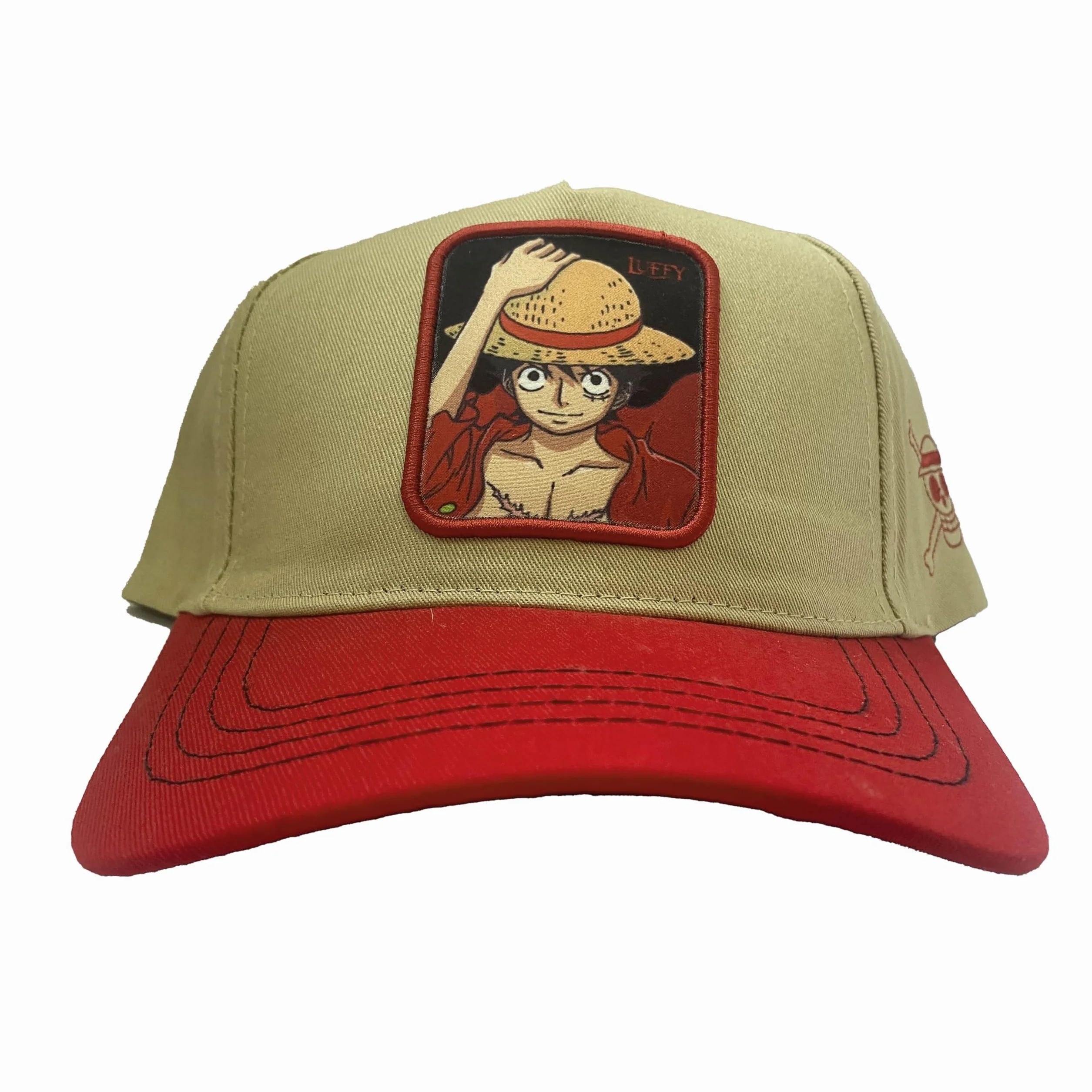 One Piece Oficial Gorra Hombre Luffy Straw Hat Baseball Cap Beige Rojo