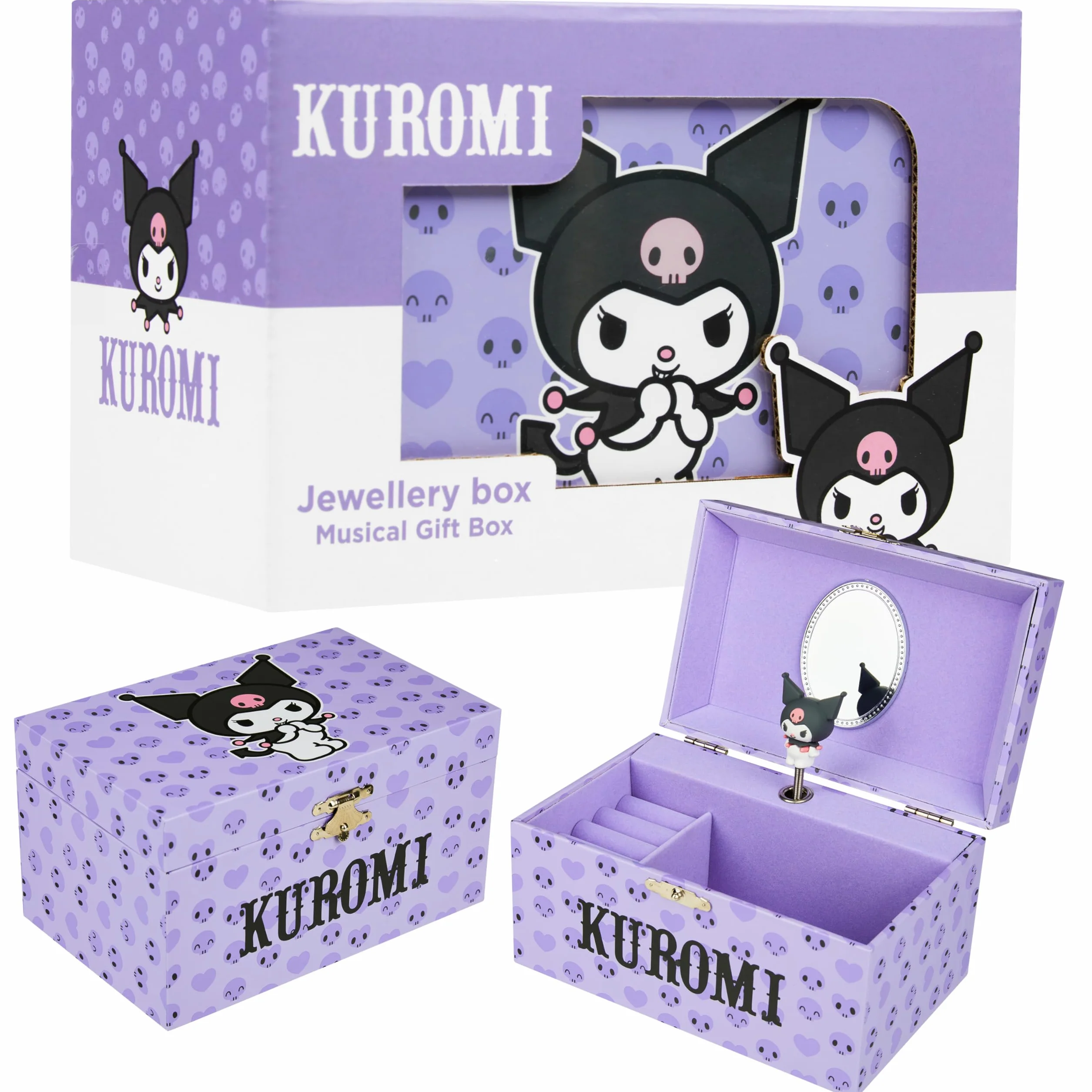 Hello Kitty Sanrio Kuromi Musical Joyero Caja Decorativa con Figura Giratoria Regalo Niña Morada