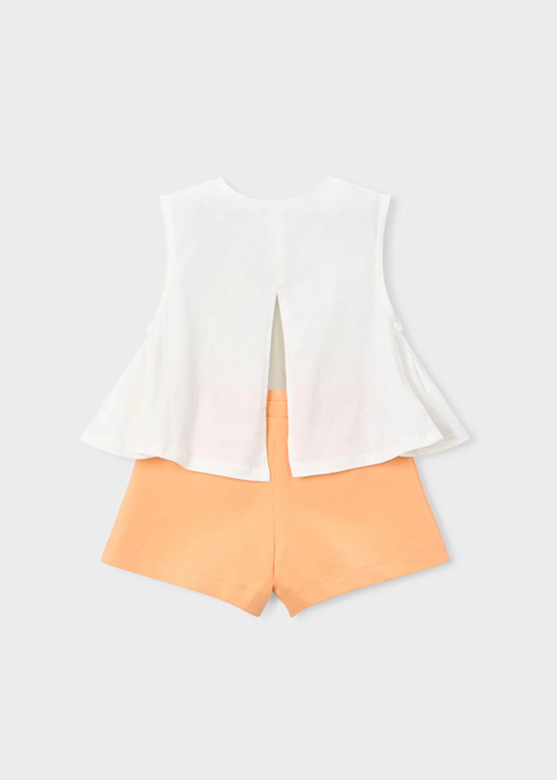 Mayoral Conjunto Niña Verano - Camiseta Blanca Sin Mangas con Estampado y Short – Ropa Infantil Cómoda y Fresca -Algodón