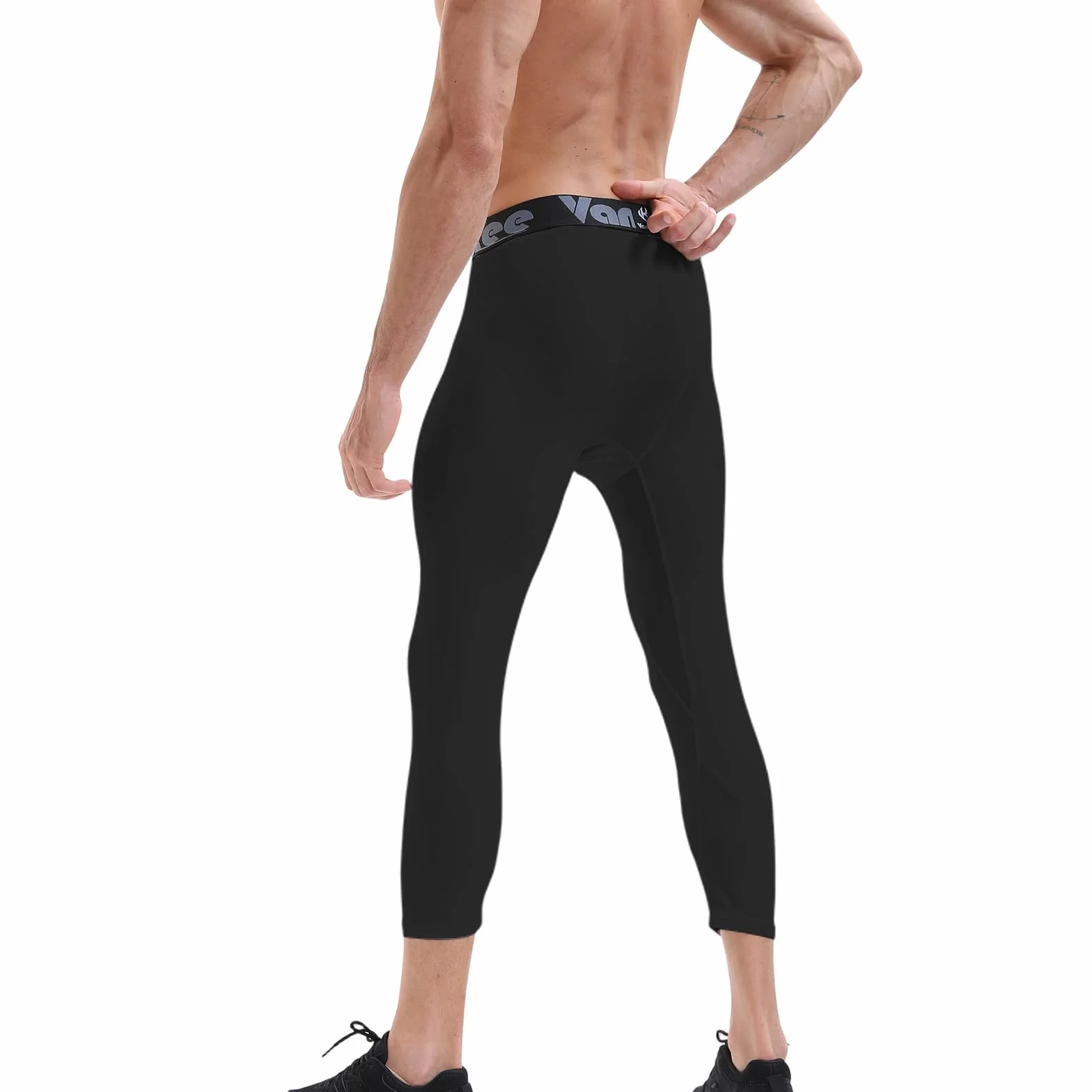 Pantalones de Hombre Compresión 3/4 Malla Transpirable Secado Rápido para Basketball Gym Fútbol