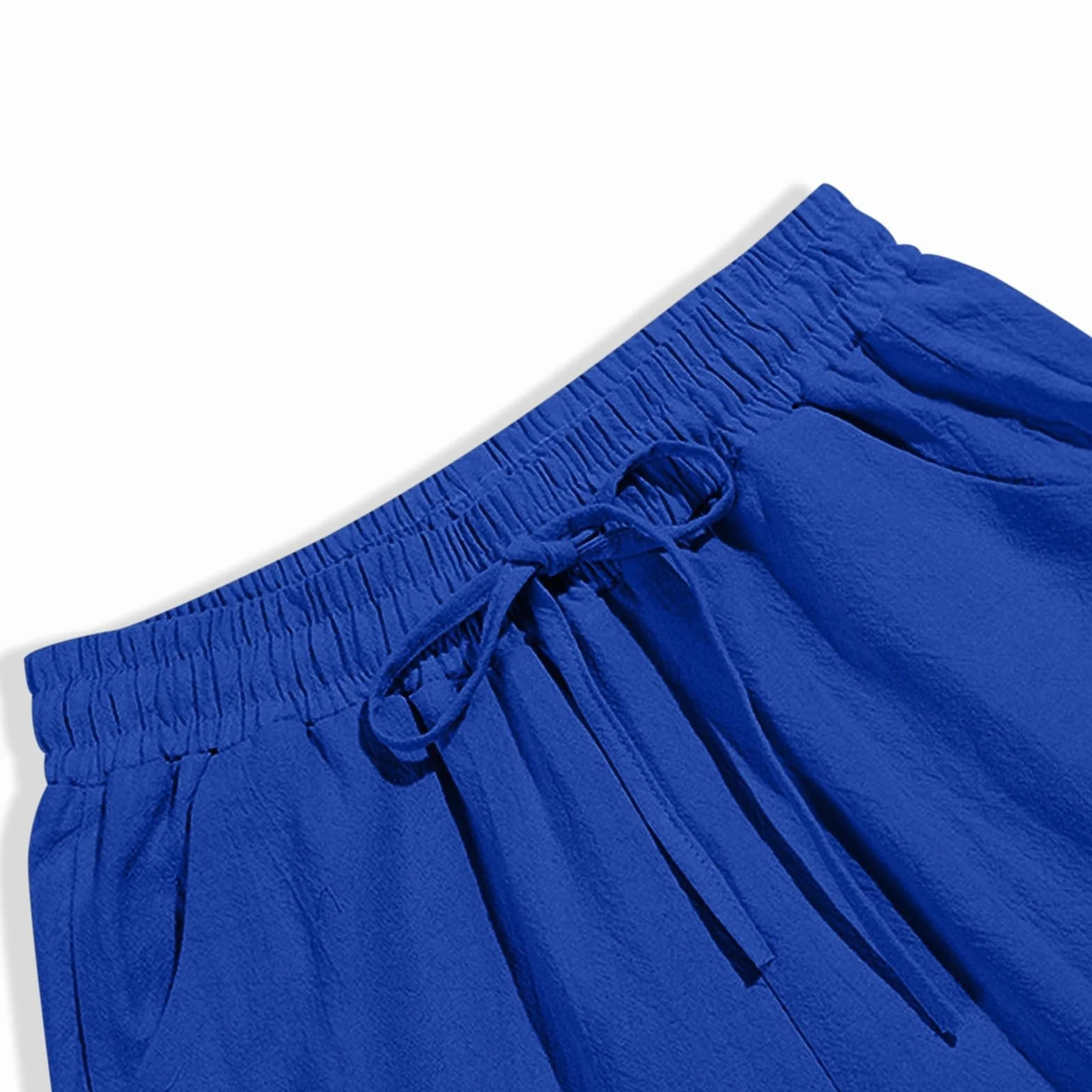 Pantalones de lino para mujer pierna recta cordón elástico casuales con bolsillos verano negros
