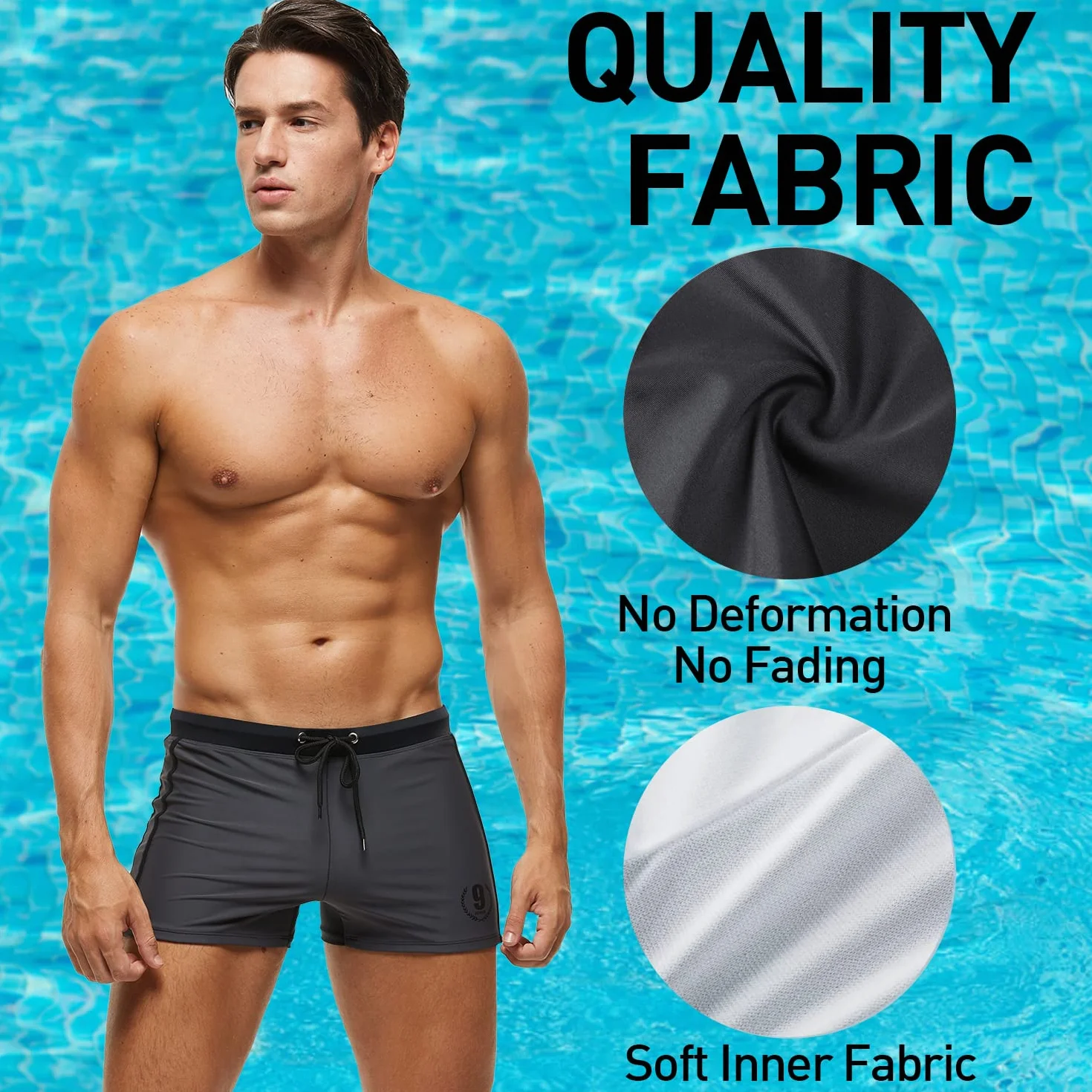 Arcweg Men's Swimming Trunks Sport Boxer Swimwear Drawstring Summer Beach Board Shorts Elastic Swimsuit Bottom