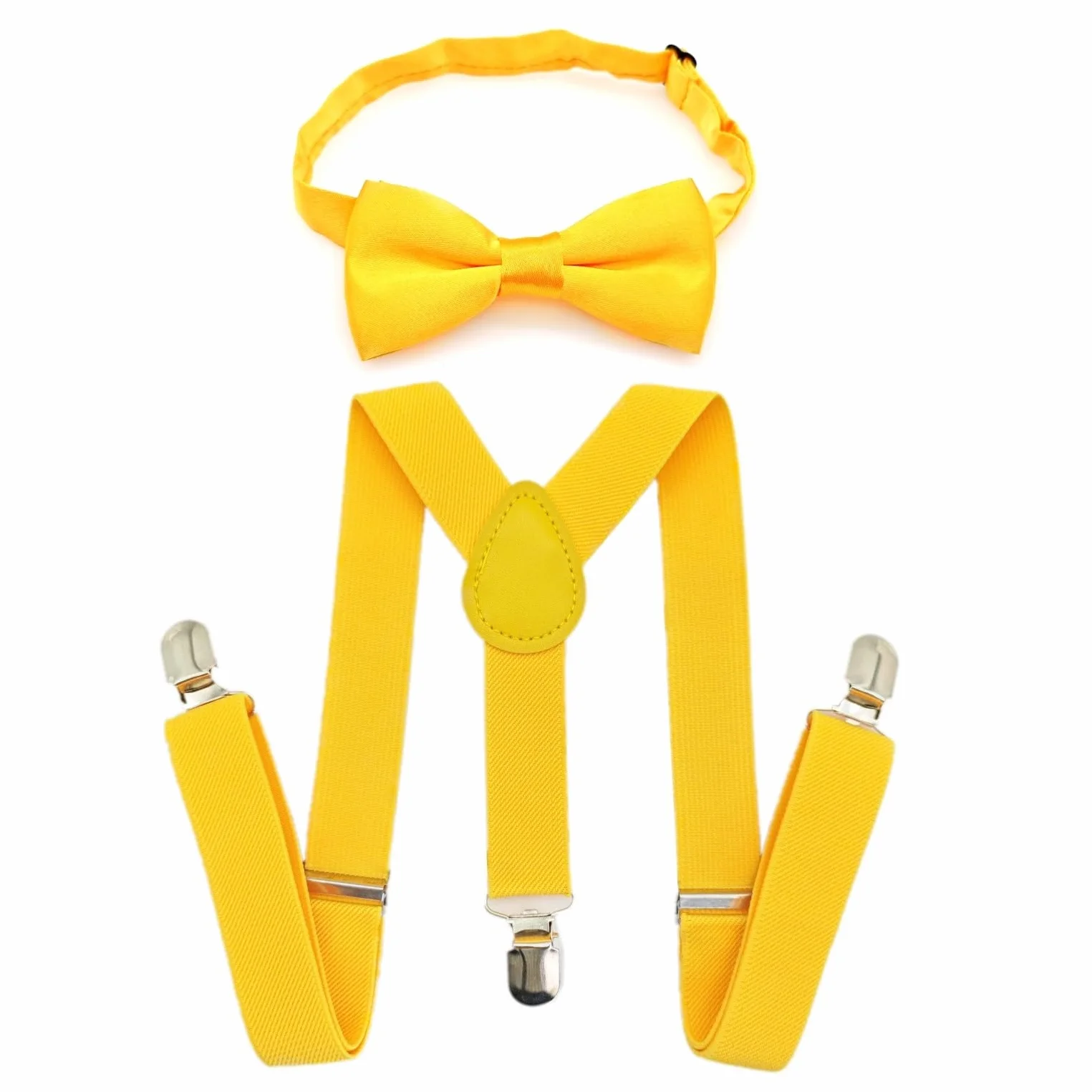 Juego de pajarita y tirantes amarillos para niños, ajustables, bodas, fiestas, disfraces
