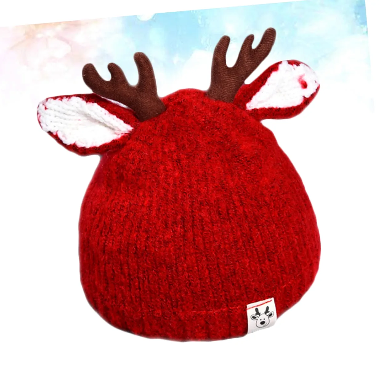 Kisangel Sombrero para Niños 3 Uds Hilo En De Bebé Tejido Rojo Espesar Adorable Alce Invierno Navidad Reno Niños Niñas Gorro De Lana Sombrero Cornamenta Cálido para