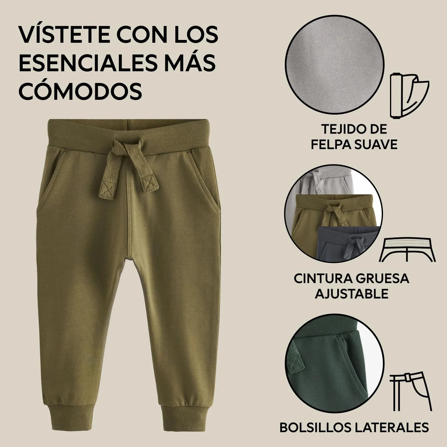 NEXT Niños Pack de 5 Pantalones de chándal de Corte Ajustado