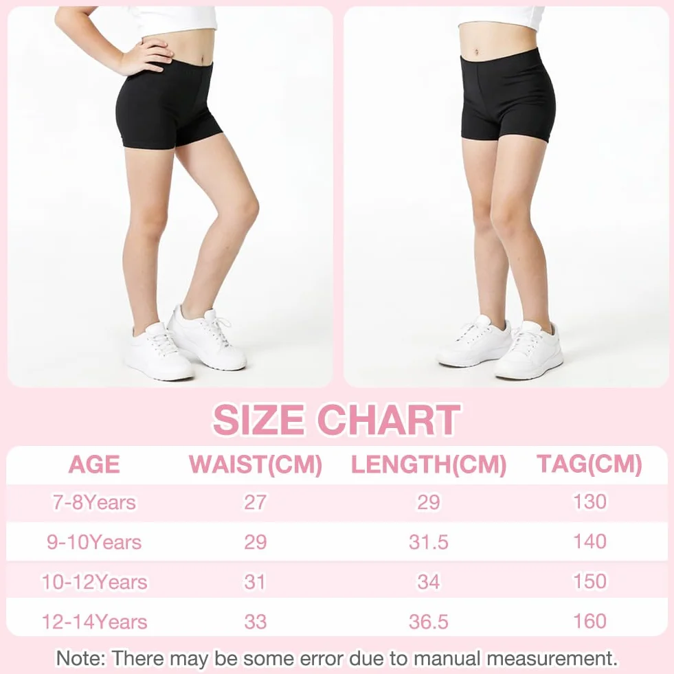 Cortos de Ciclismo para Niña 3 PCS Leggings Mallas Deportivas Transpirables Negro