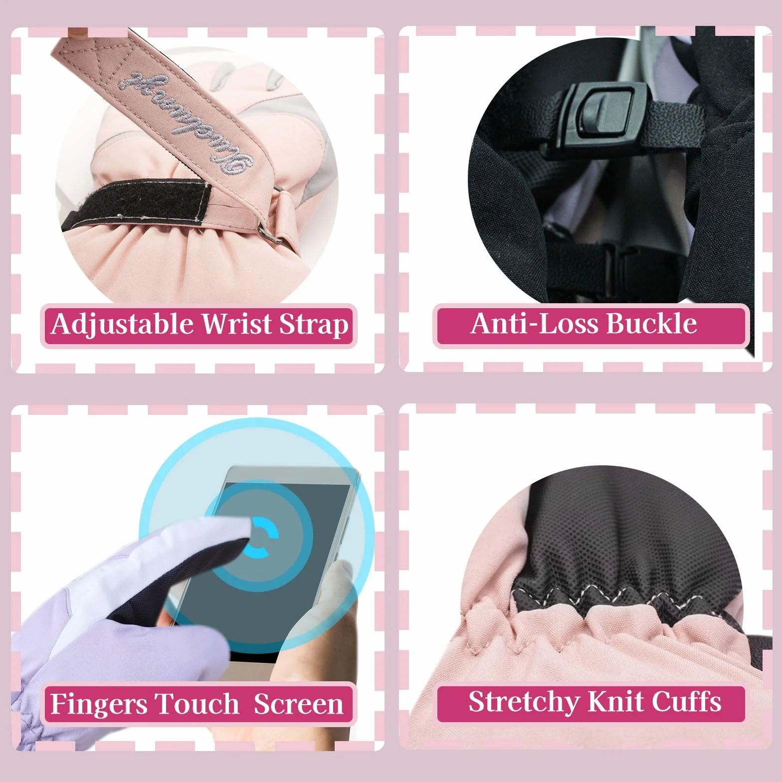Andiker Guantes de esquí térmicos impermeables resistentes al viento antideslizantes para pantalla táctil