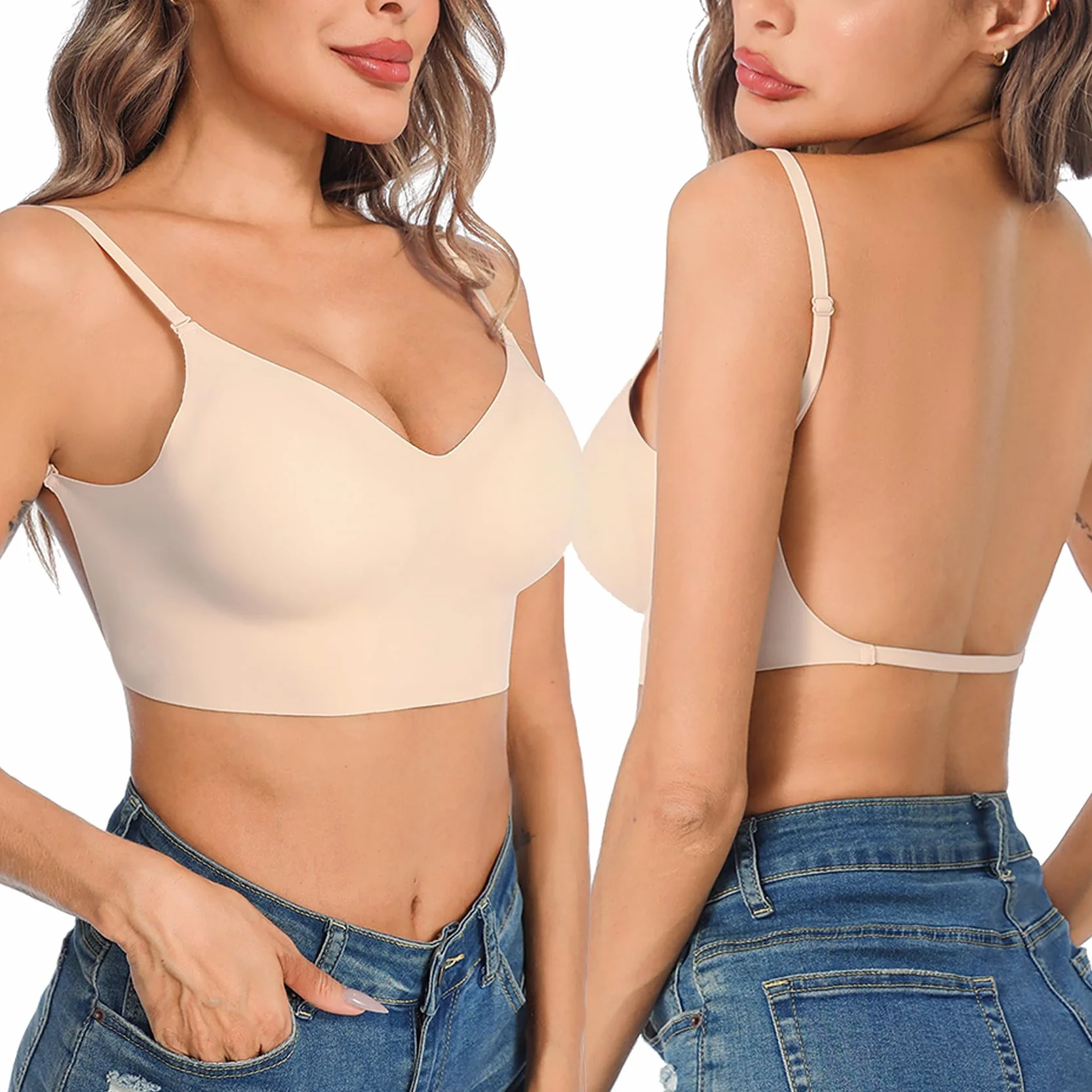Sujetador Básico para Mujer sin Aros Push up con Tirantes Regulables Multi-Wear
