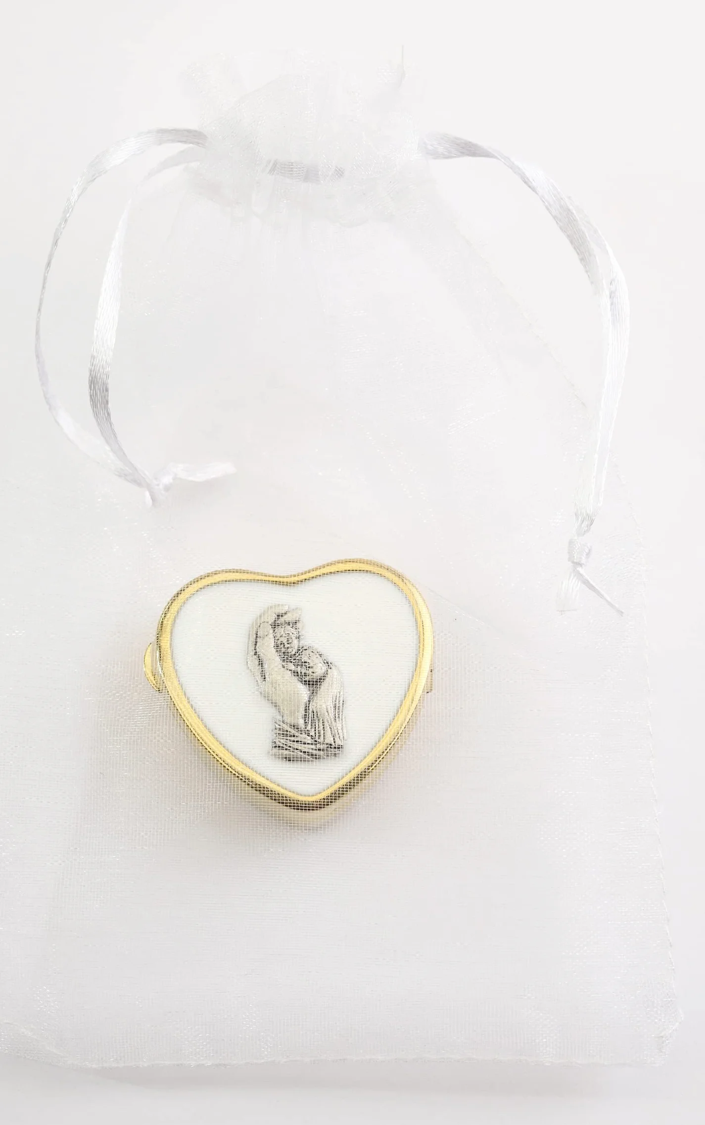 MaMeMi Rosario Comunión Infantil Perlas Blancas Cruz Cáliz Plateado Estuche Corazón Dorado Ángel Regalo Primera Comunión