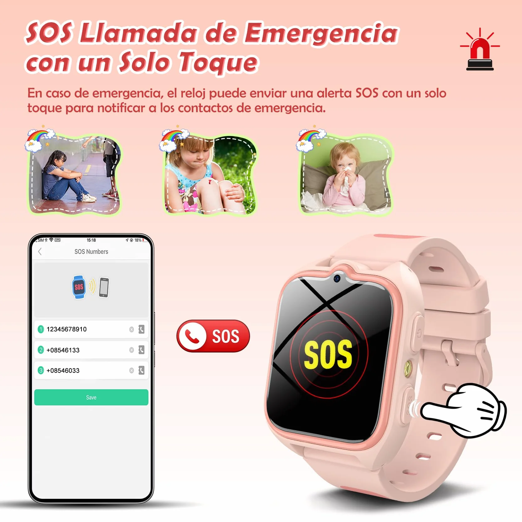 Smartwatch 4G Niñas 1.75" con Videollamadas GPS 800 mAh