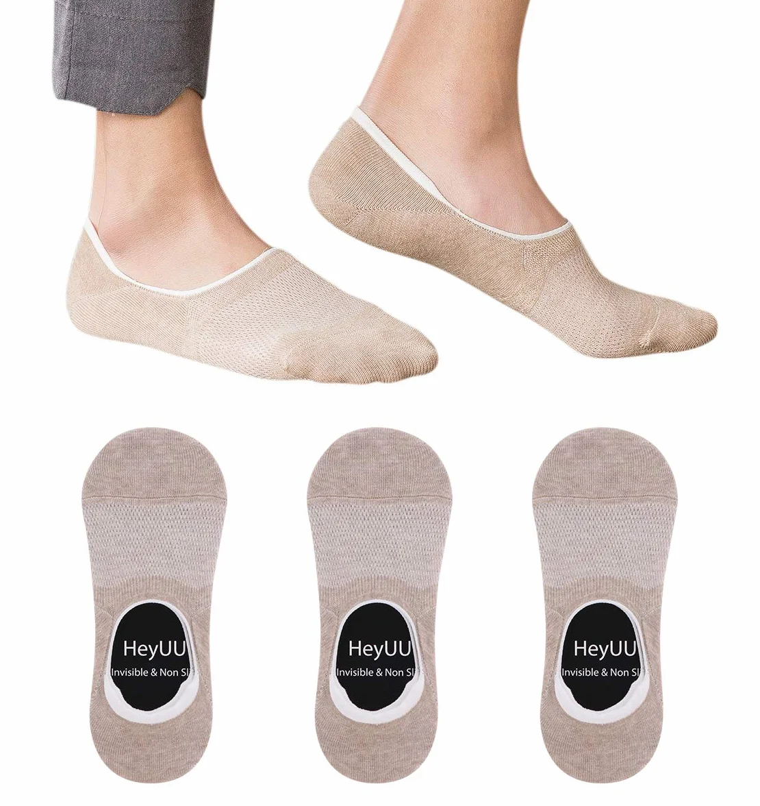 HeyUU 3 6 10 Pares Calcetines Algodón Deporte Invisible Silicona Antideslizantes