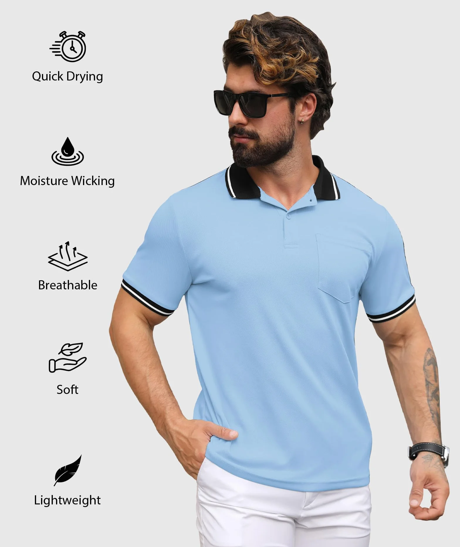 SwissWell Lote 3 Polo Hombre Manga Corta Golf Camisa Verano Deportivos
