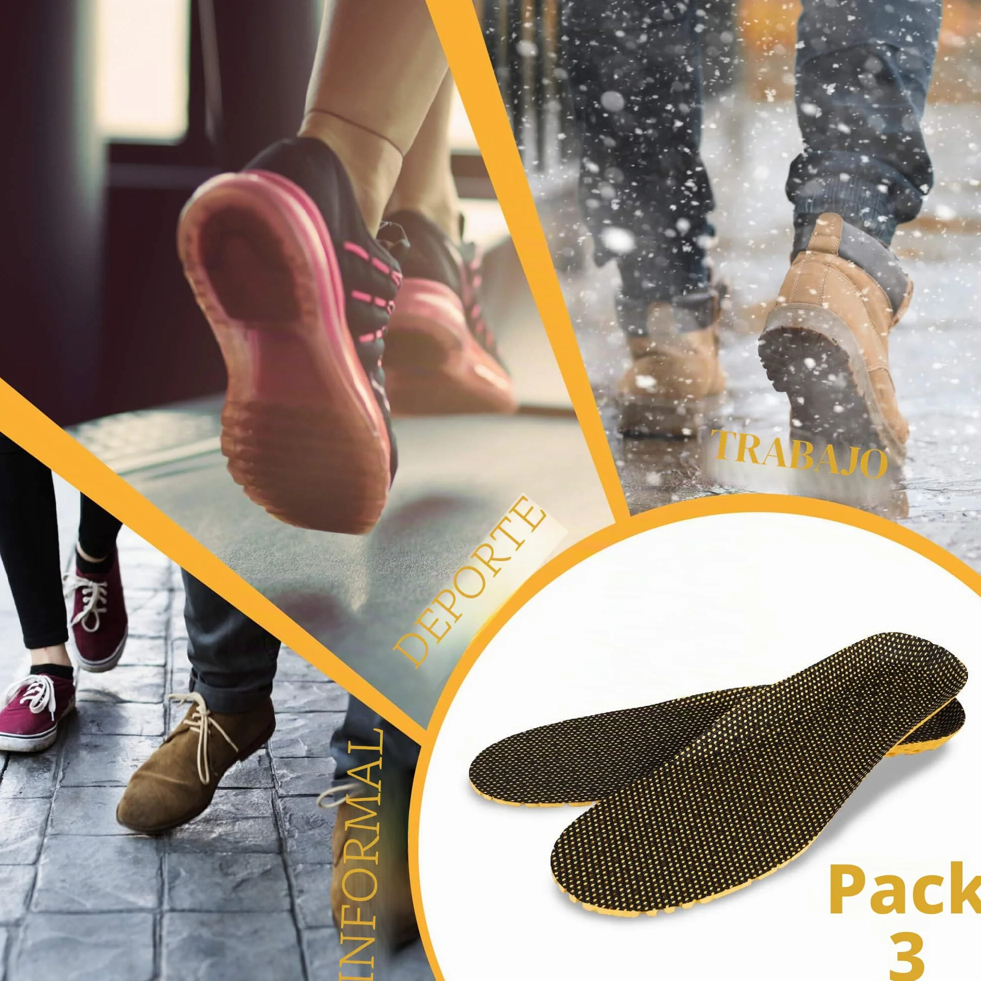SULPO Plantillas Deportivas Amortiguación Adicional 3 Pares Talla 41-46