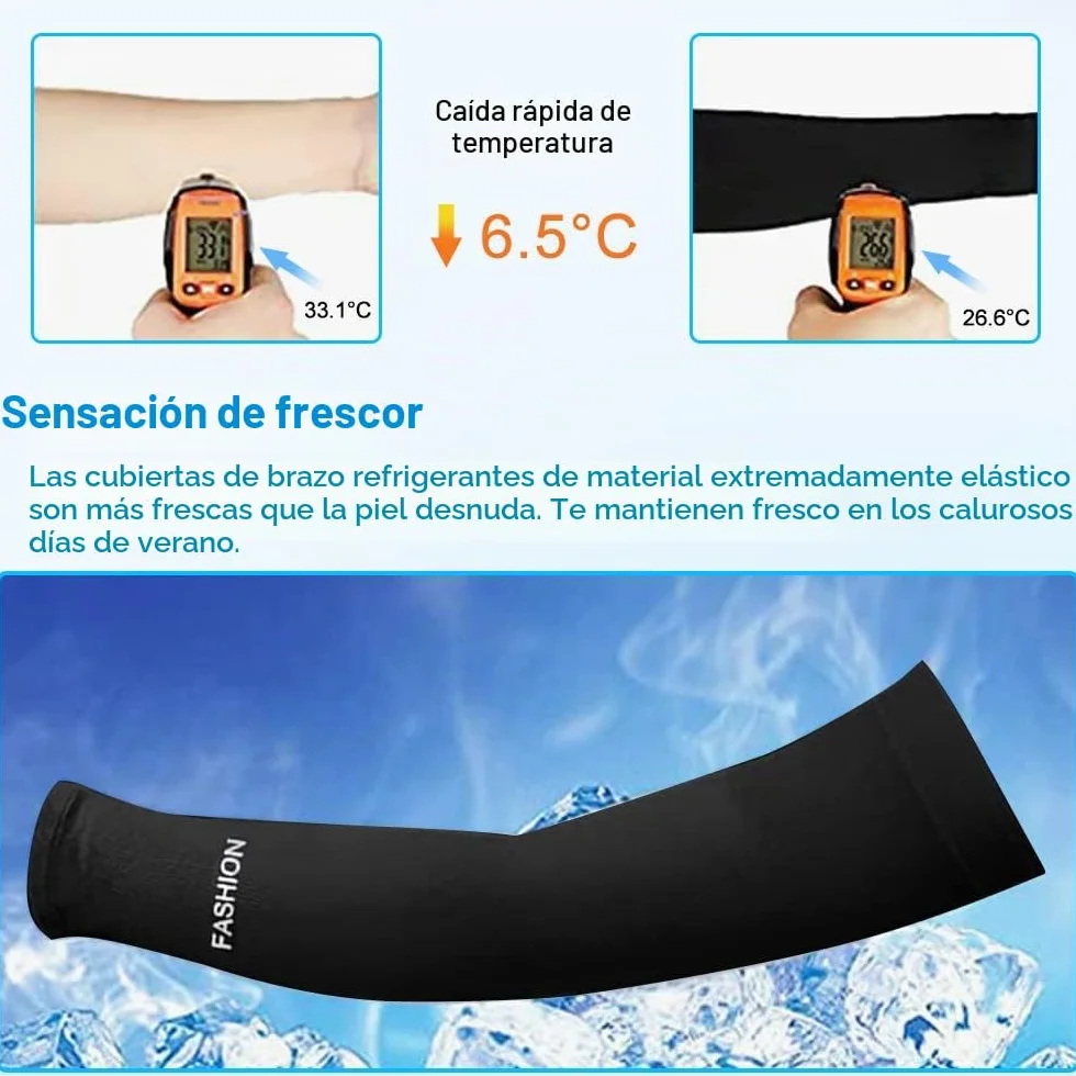 Mangas para Brazo Elásticas de Protección UV Enfriamiento Transpirables para Ciclismo Deportes