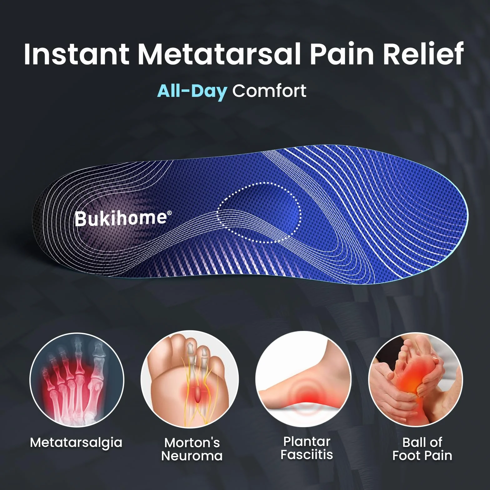 Plantillas Ortopédicas de Fibra de Carbono para Dolor de Metatarso y Neuroma de Morton