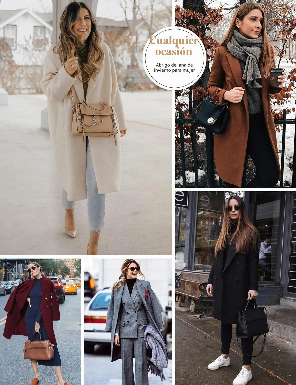 Yuson Abrigo Mujer Invierno Doble Botonadura Mezcla de Lana Grueso CáLido Cuello de Solapa Longitud Media
