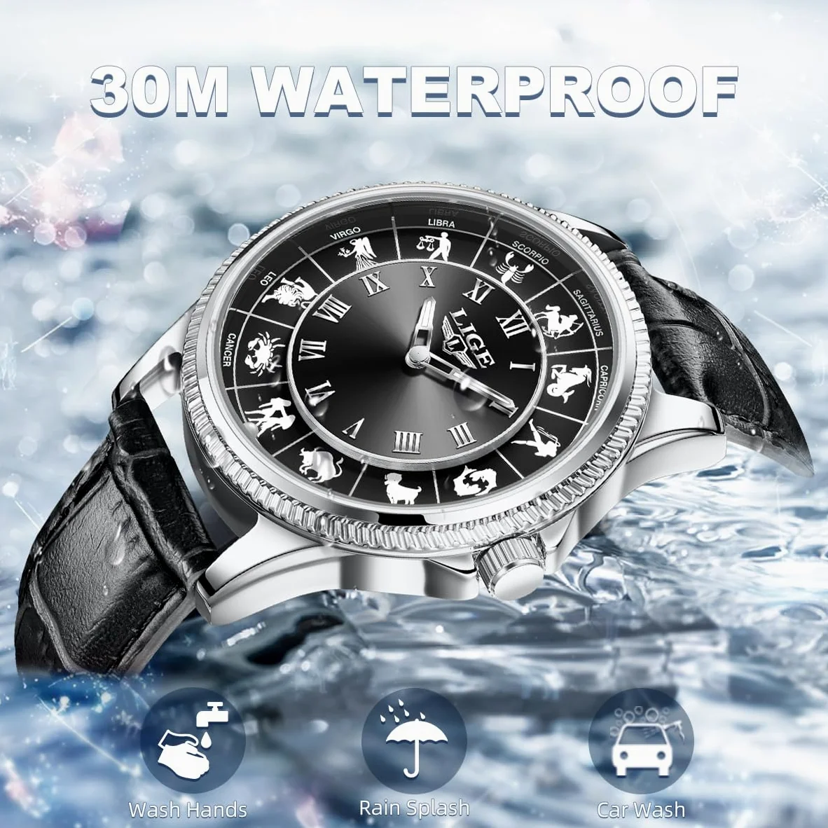 Reloj analógico de cuarzo para hombre, estilo ruleta, esfera grande de aleación de 45 mm, resistente al agua, correa de cuero, exquisita y duradera, relojes de pulsera para hombre