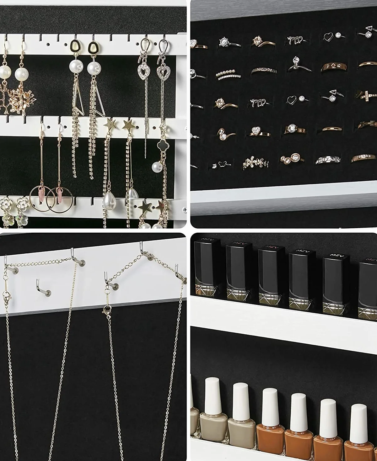 SONGMICS Armario Joyero de Pared con Espejo, Organizador de Joyas JBC51W