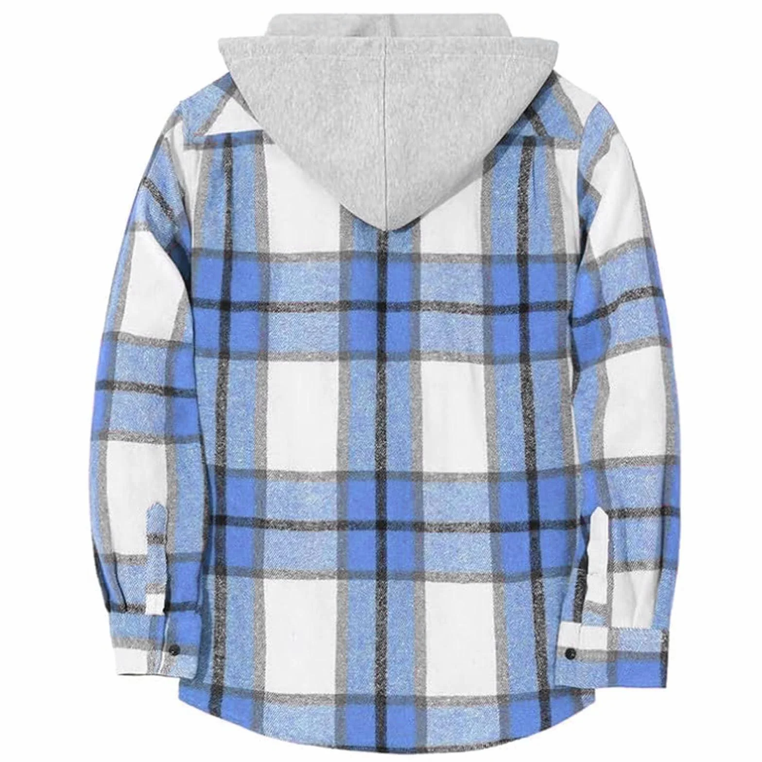Generisch Chaqueta de camisa con capucha a cuadros para niña - Camisa de franela informal para entretiempo