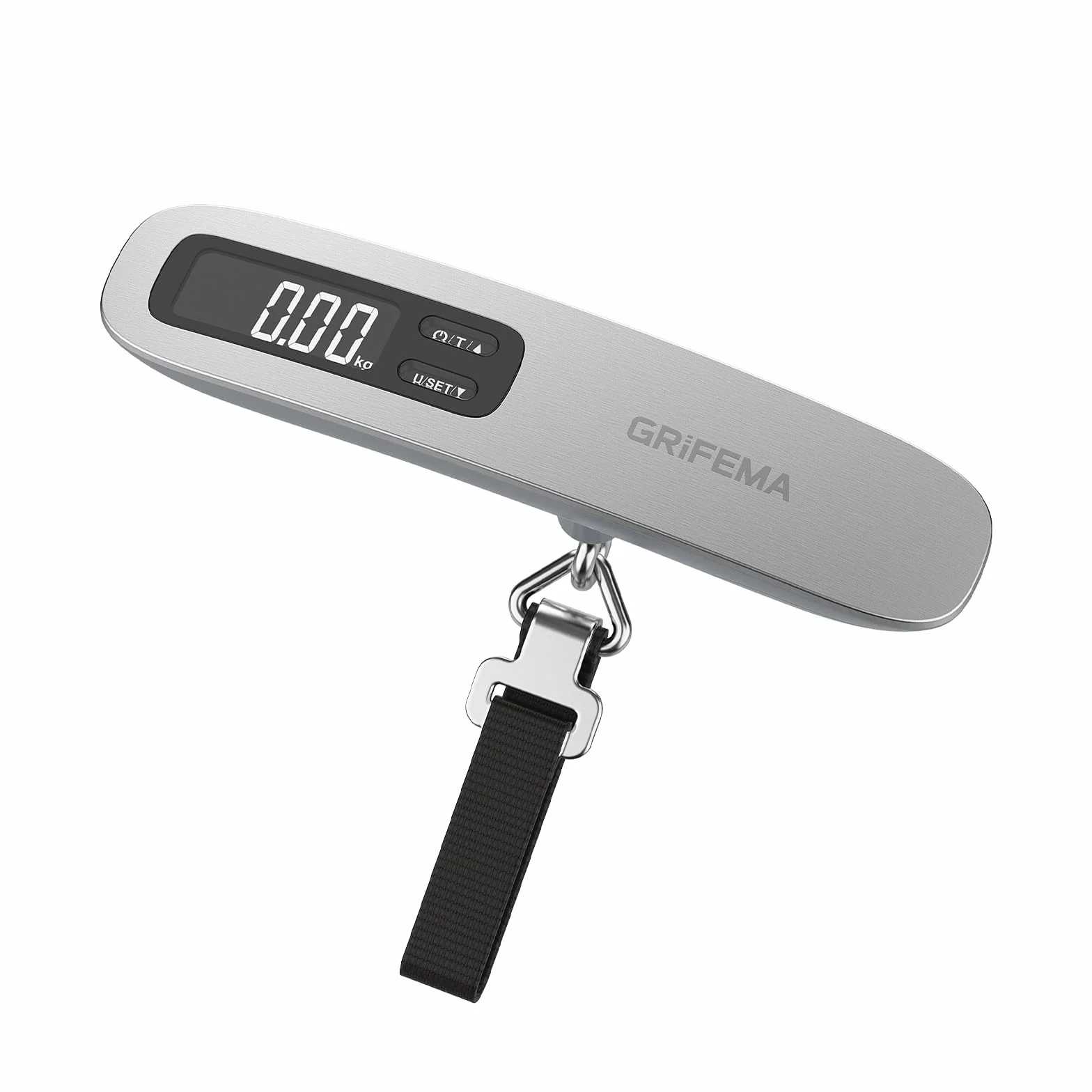 GRIFEMA GA2006 Báscula Maletas Viaje Portátil, Báscula de Equipaje con Pantalla LCD, 110 lb/50 kg, Plata