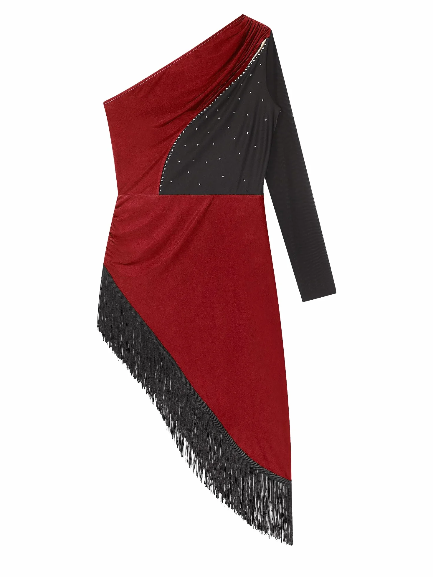 Alvivi Vestido de Baile Latino Tango Mujer Manga Larga Maillot Danza Ballet Flecos Disfraz Competición