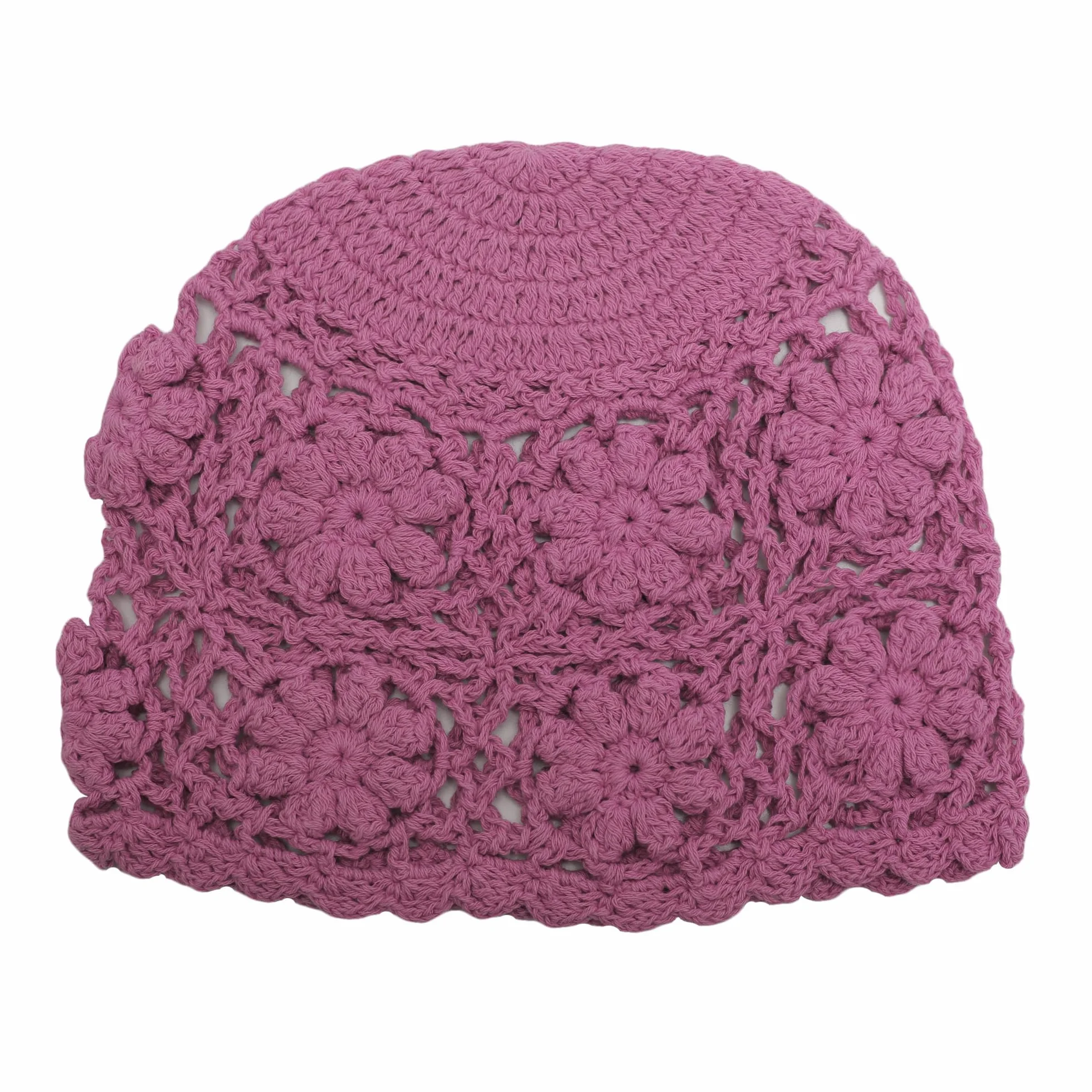 Gorro de Punto con Flores Hecho a Mano de Algodón Señoras ZLYC