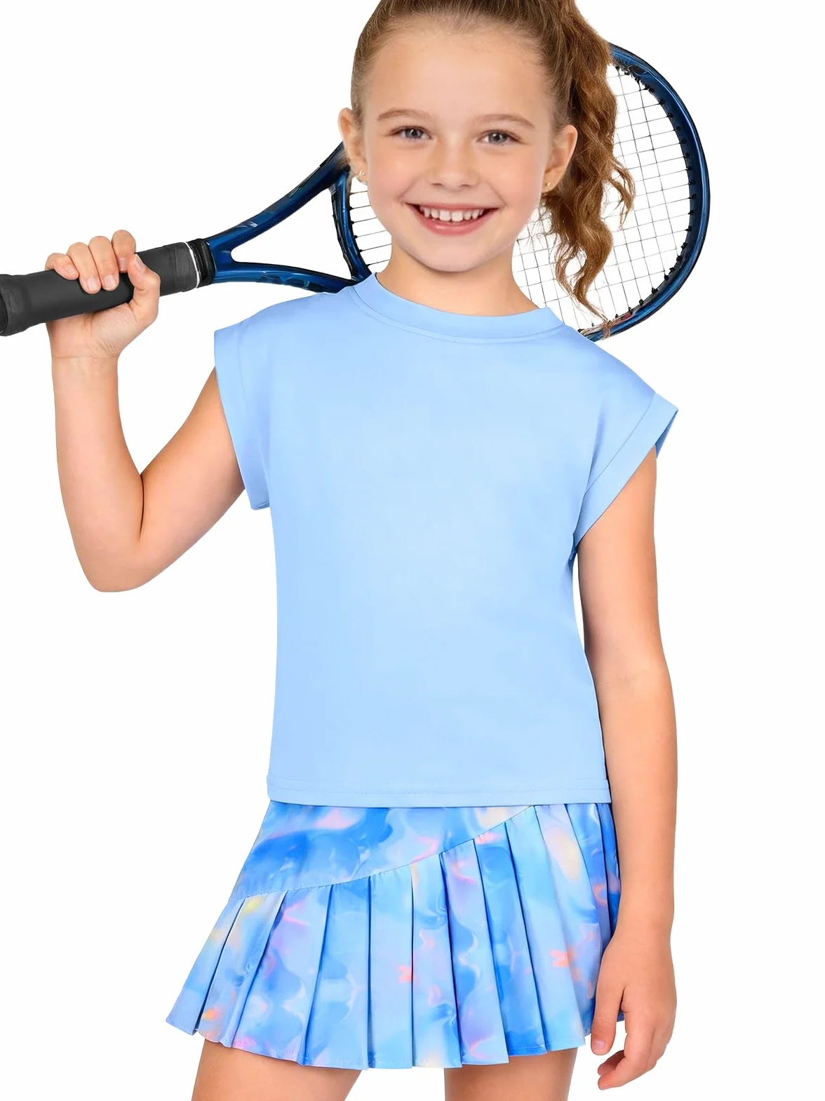 Traje de tenis para niña, camiseta sin mangas y falda de tenis, falda plisada con bolsillos interiores, traje deportivo para golf, bádminton y monopatín