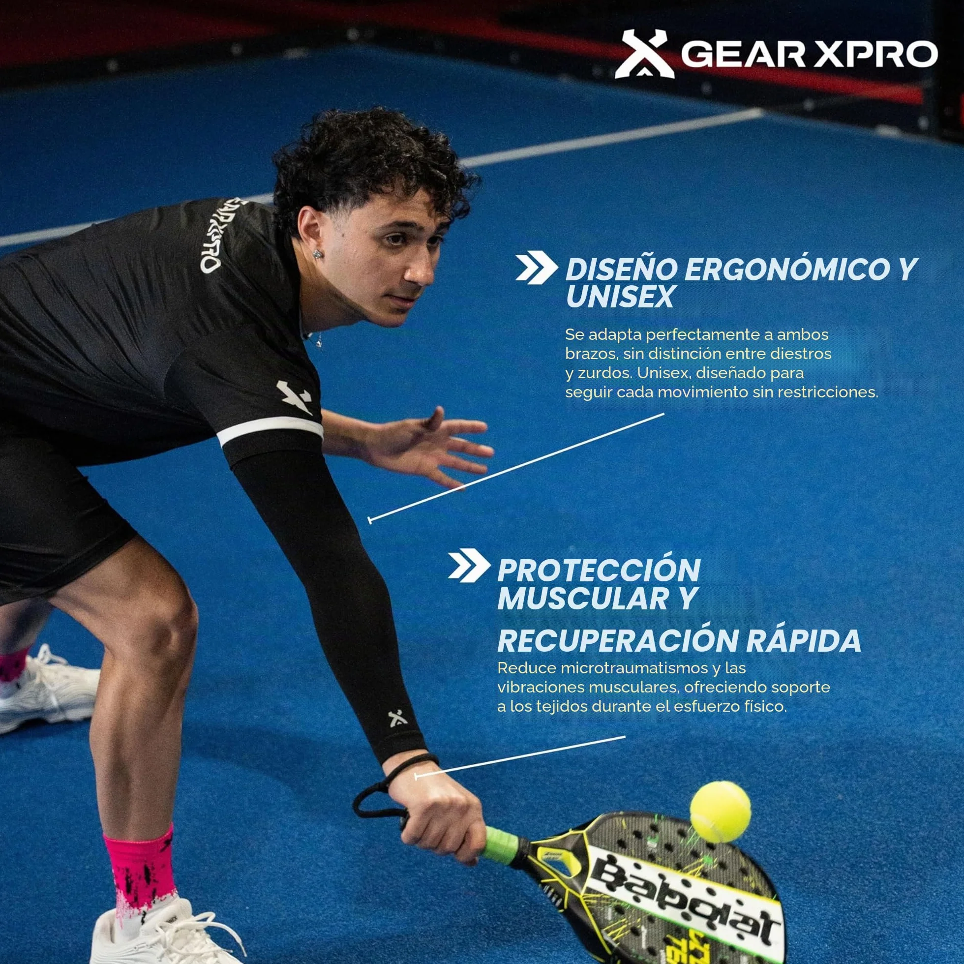Manguito brazo de compresión para Padel, Tenis, Voleibol y Ciclismo – Protección Muscular y Recuperación