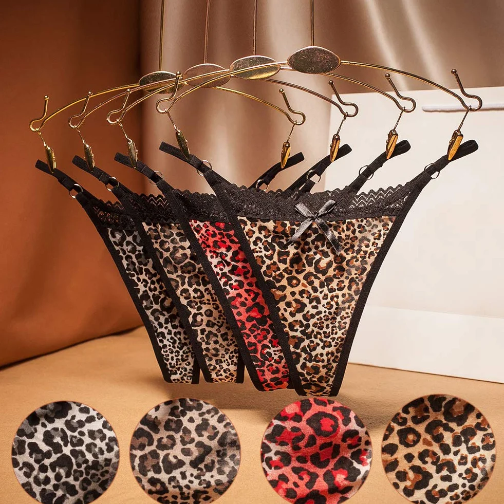 VicSec 4 Pack Braguitas Sexy Encaje Fina Tanga Suave G-String Lencería Interior Espalda Decora Corazon Talla Única