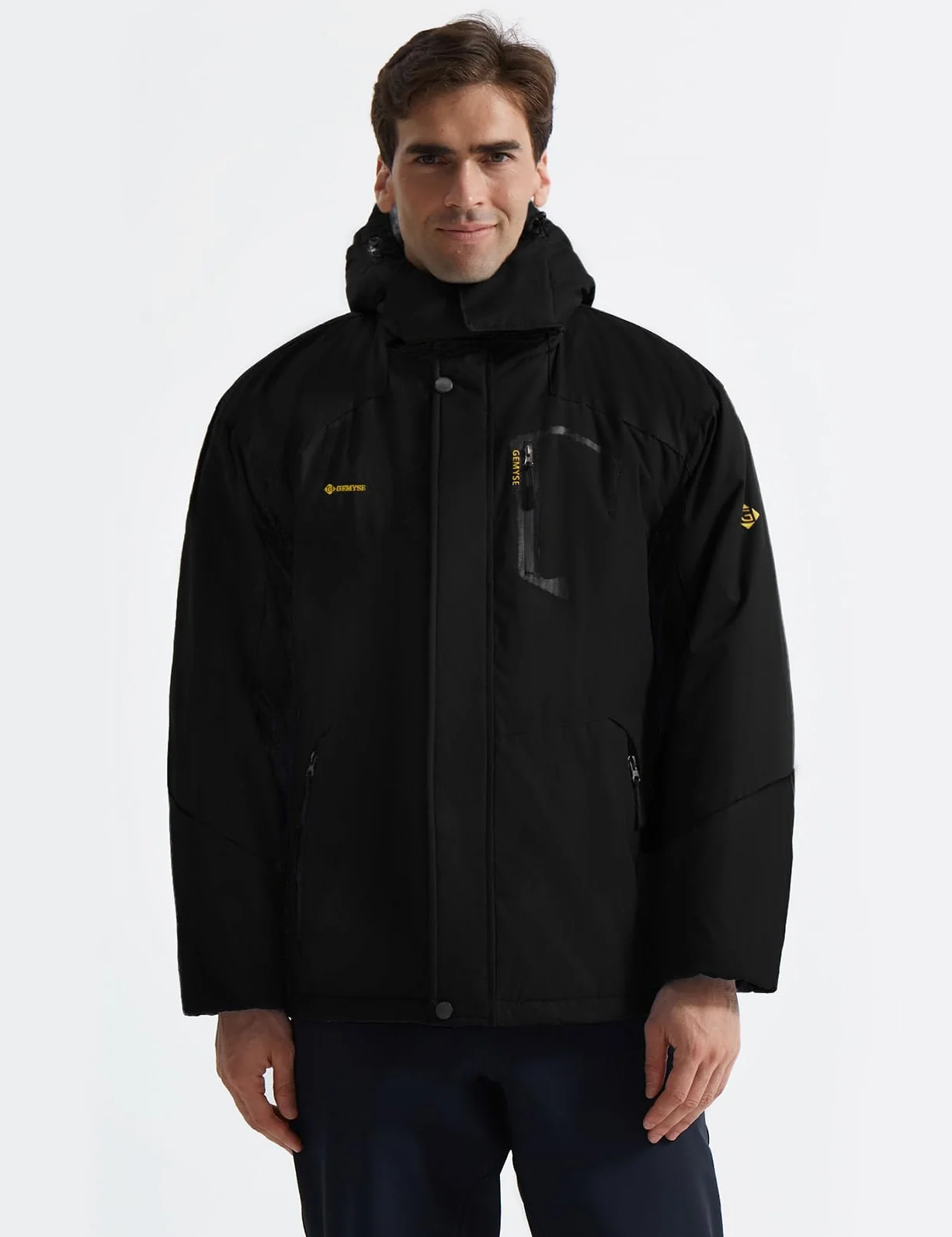 GEMYSE Chaqueta de Esquí Impermeable Hombre Abrigo Invierno Aire Libre Capucha