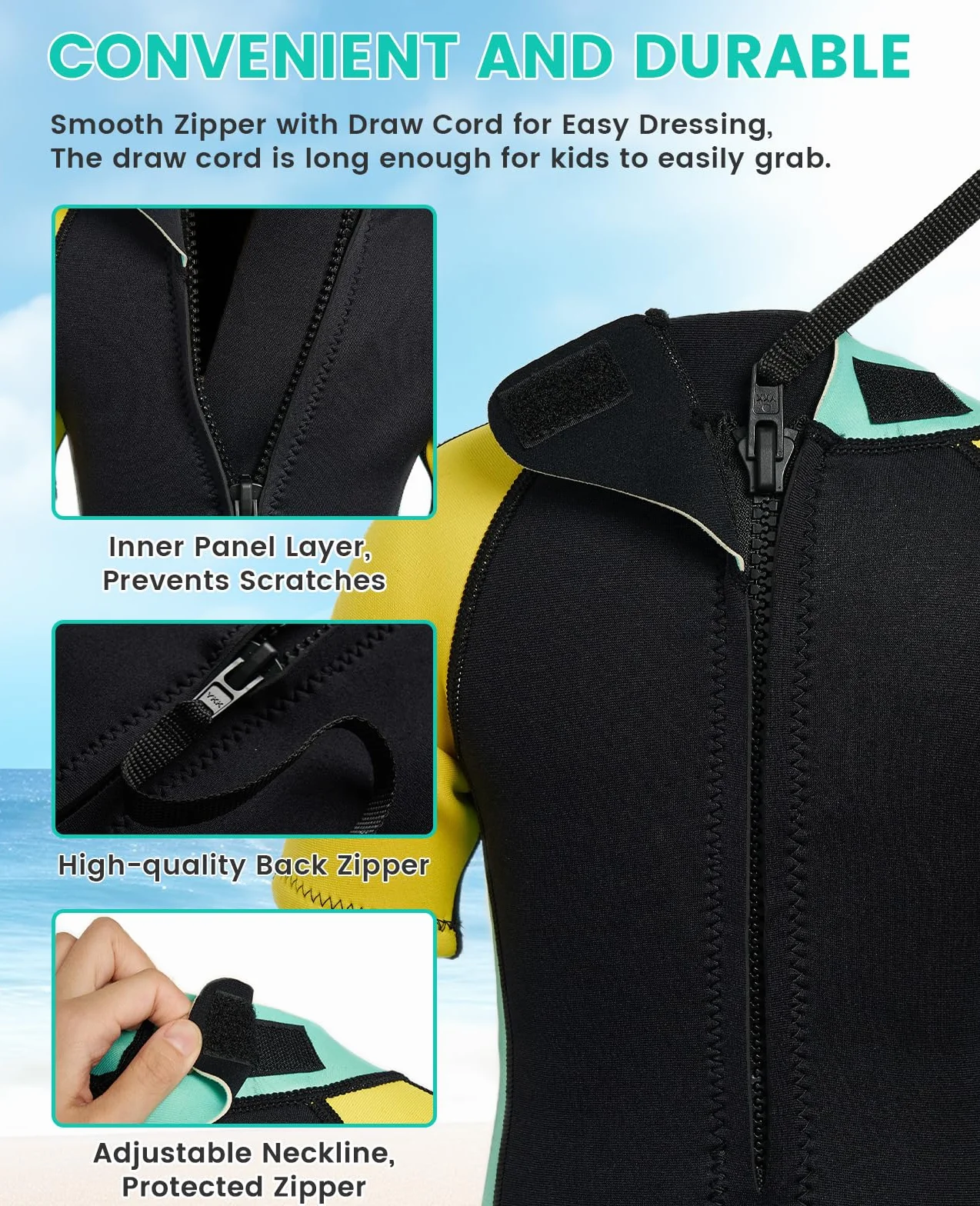 Gogokids Traje de Buceo 2.5MM Manga Corta Neopreno Cremallera Trasera Natación Niños 2-11 Años