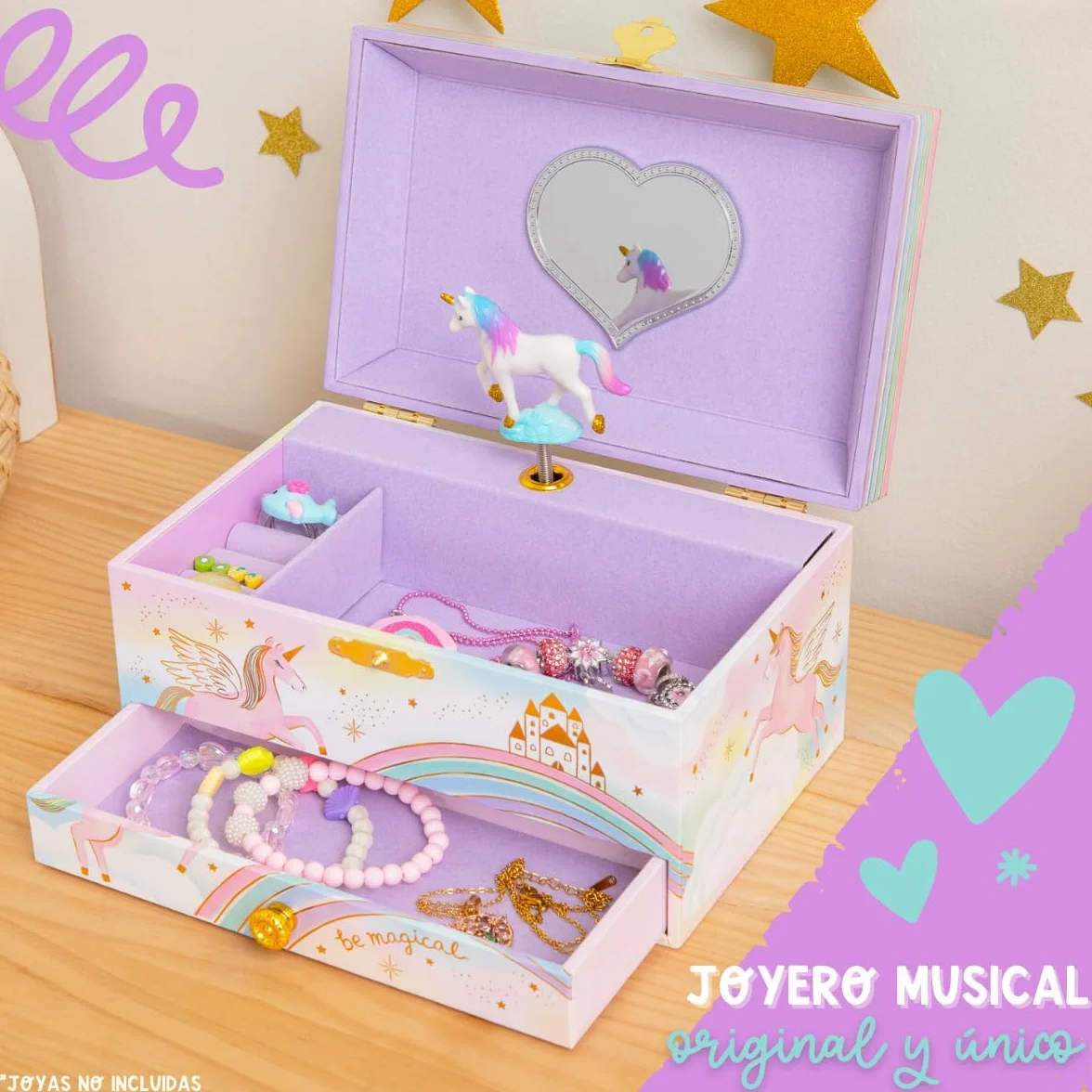 Giggle & Honey Joyero Musical de Unicornio para Niñas - Unicornio Bailarín con Espejo, Regalo de Cumpleaños 3-10