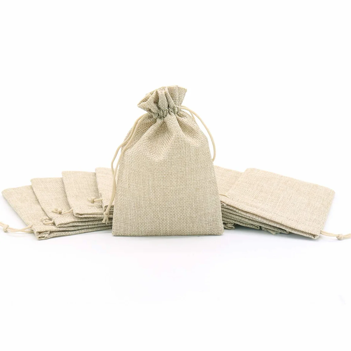 30PCS 10x15cm Bolsas de Yute, Bolsitas de Yute, Sacos de Yute, Bolsa de Arpillera con Cordón para Regalo, Joyeria, Calendario de Adviento, DIY, Bodas, Fiesta, Navidad(Color Primario)