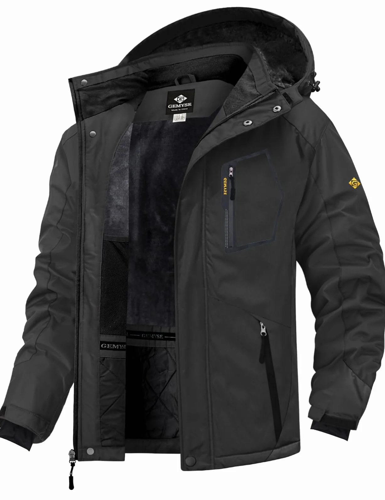 GEMYSE Chaqueta de Esquí Impermeable de Montaña para Hombre Abrigo de Invierno Antiviento con Capucha