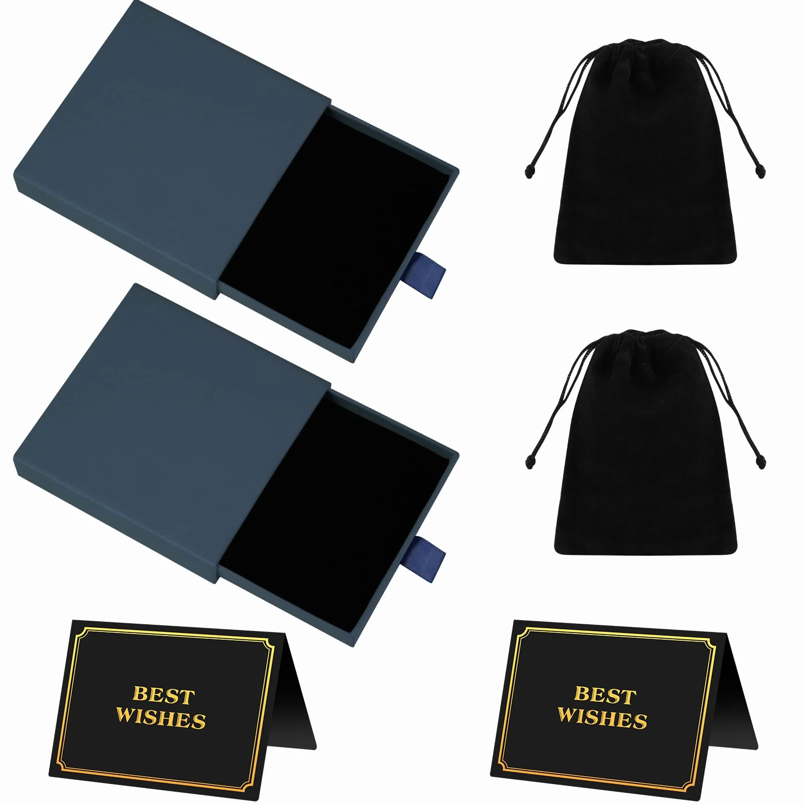 Caja de Regalo para Joyería con Bolsa de Terciopelo y Tarjetas de Felicitación para San Valentín