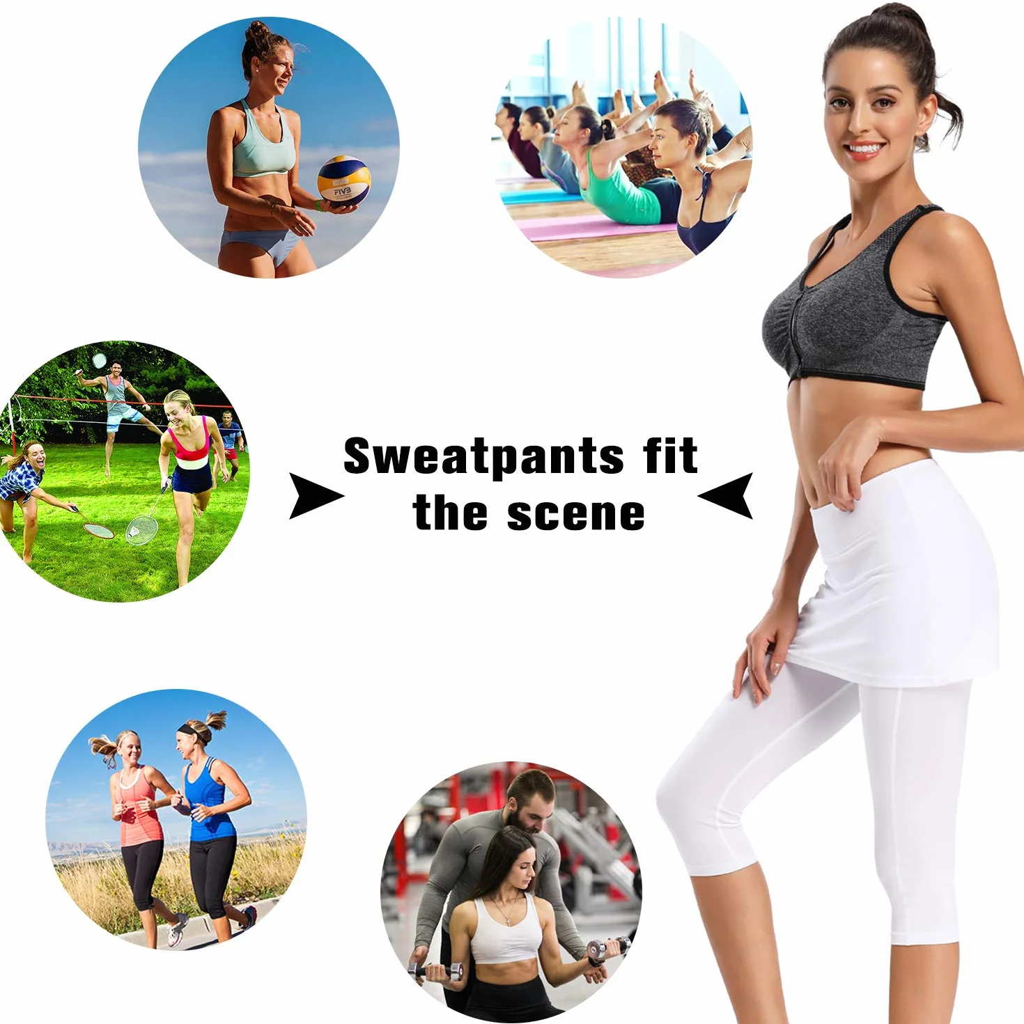 Ibeauti Leggings capri UPF 50+ falda yoga golf tenis correr entrenar