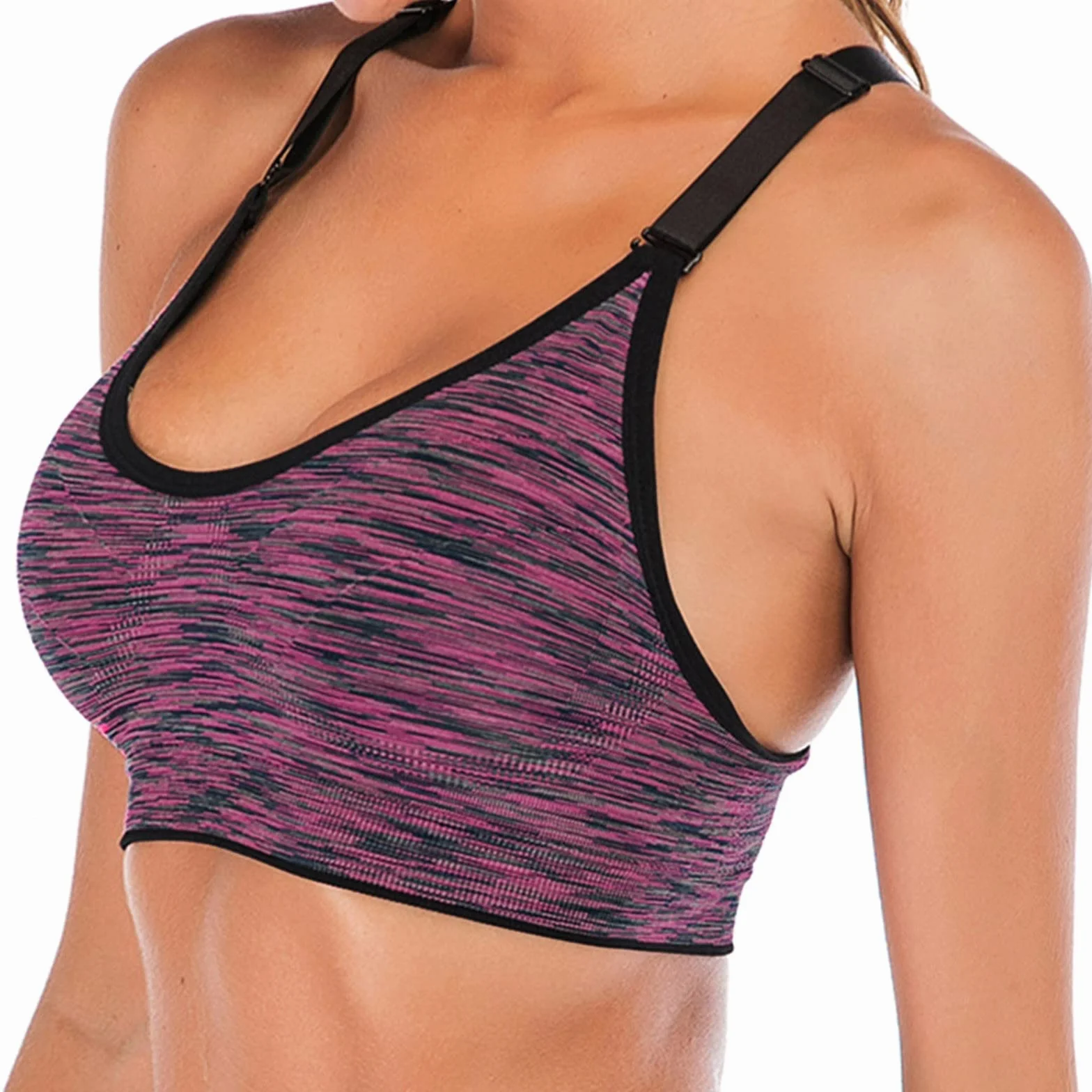 Sujetador Sin Aros Push Up para Mujer Deportivo Sin Costuras Yoga Correr Gimnasio Paquete de 2