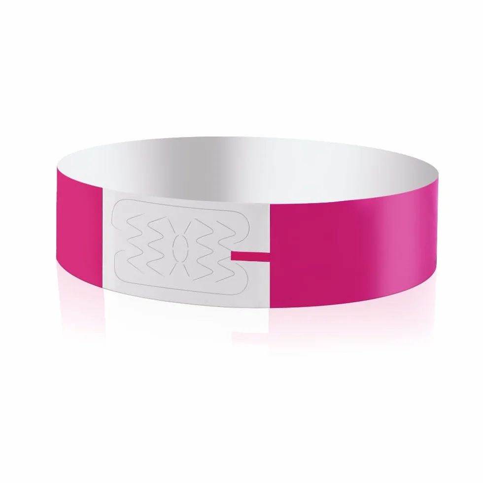 Vicloon Pulseras de Papel 100pcs Pulsera de Identificación para Eventos, Fiestas, Festivales, Parque Acuático, Viajes Rosa