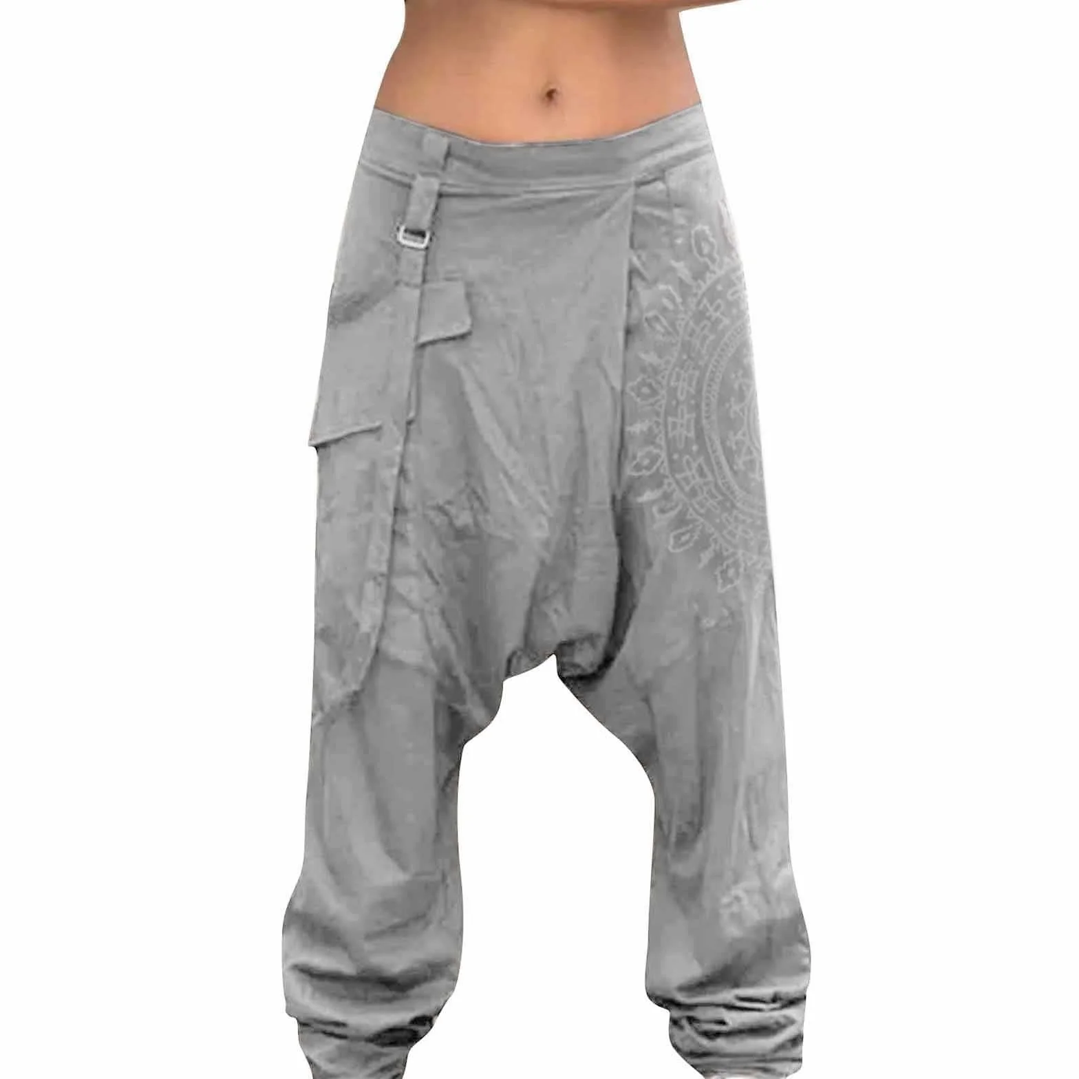 Pantalones Harem Hombre Yoga Pilates Danza Cintura Baja Ancha Bolsillo Unisex
