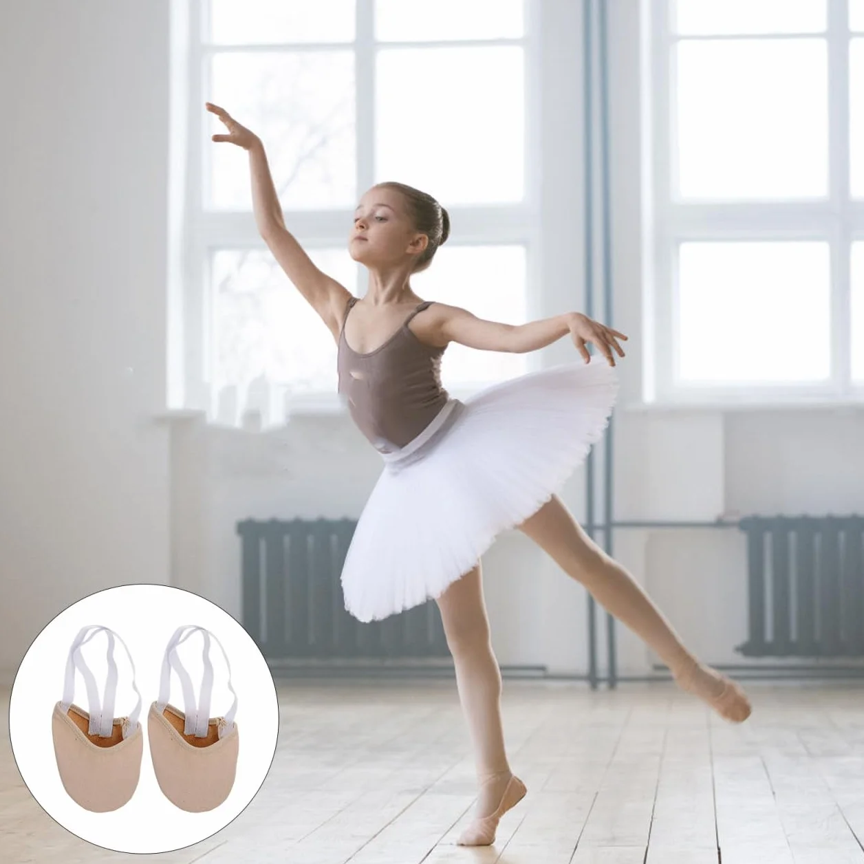 Calcetines Antideslizantes para Ballet y Yoga Suelo Talla S (30-32) Color de Piel
