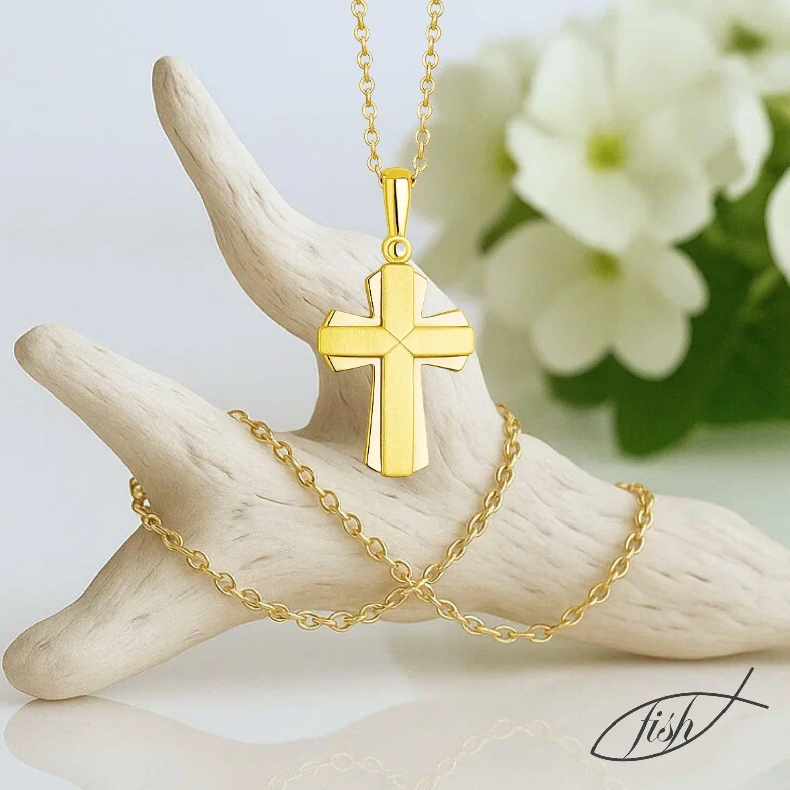 Collar Clásico De Oro 333 Con Colgante En Forma De Cruz Para Niños