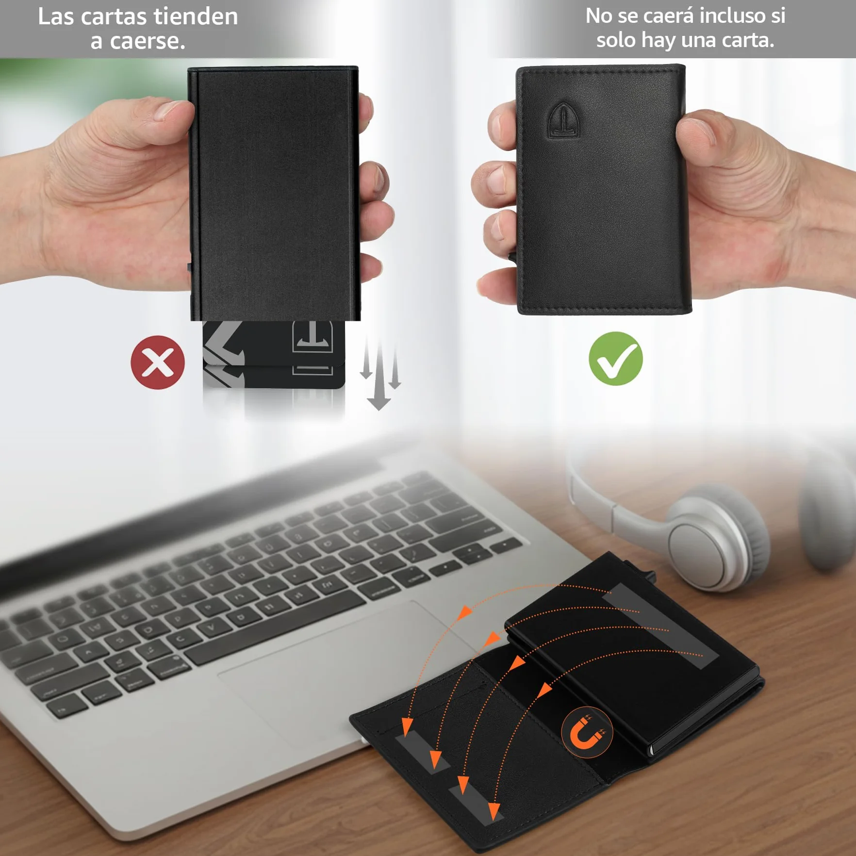 TENBST Cartera Hombre Cuero Tarjetero RFID Bloqueo Pequeño