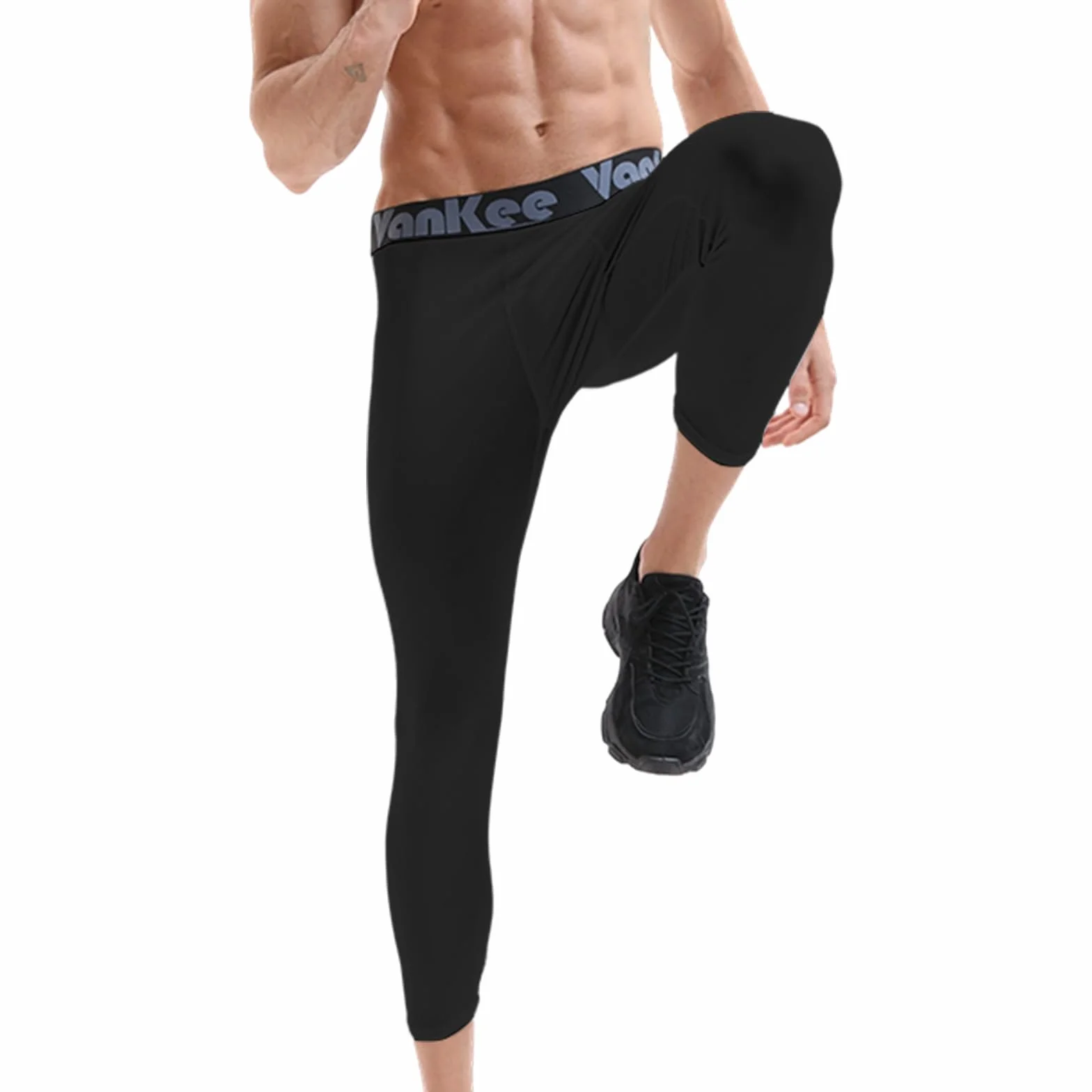 Pantalones de Hombre Compresión 3/4 Malla Transpirable Secado Rápido para Basketball Gym Fútbol