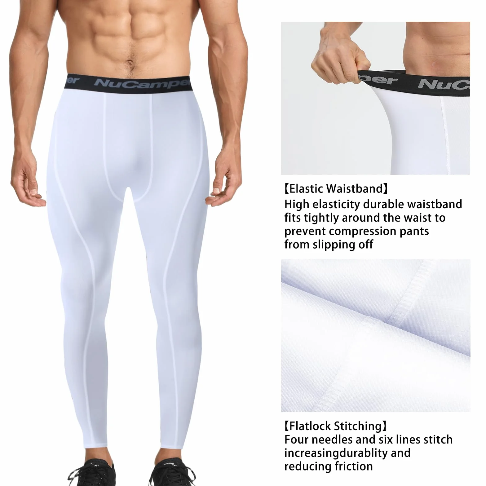 NuCamper Pantalones de Compresión para Hombres, Correr Baselayer Leggings, Secado Rápido, Entrenamiento Atlético