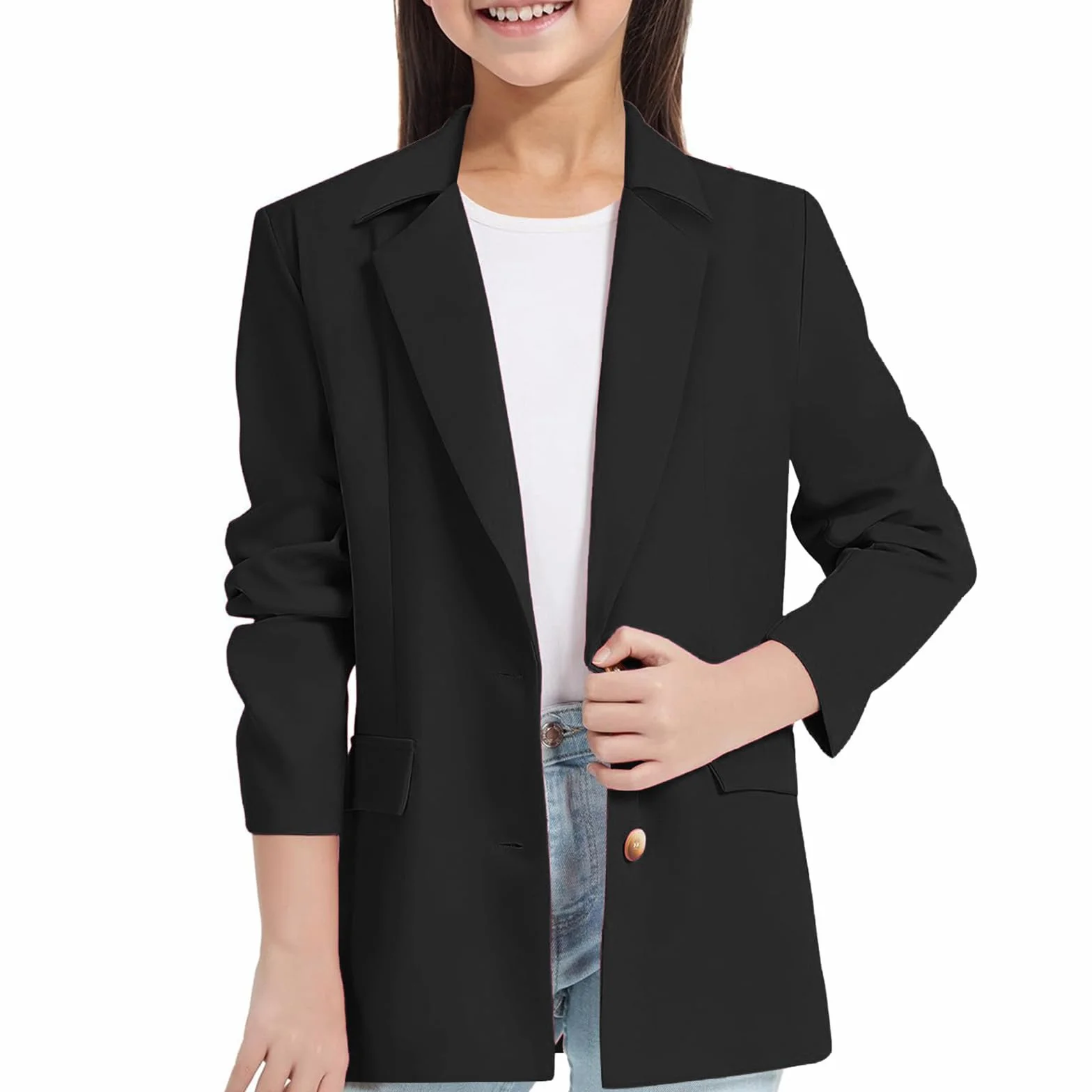 Blazer Niñas Chaqueta Manga Larga Cuello Solapa