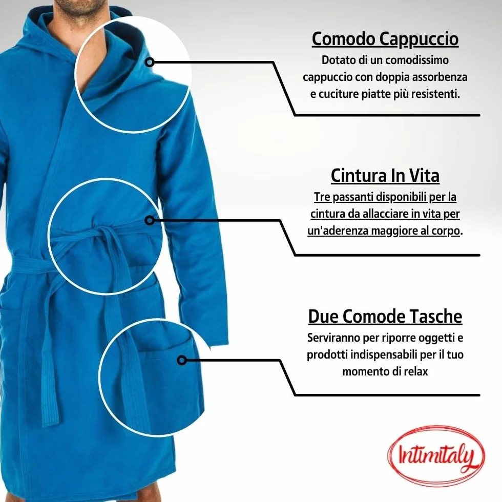 Albornoz de microfibra unisex con capucha ligero