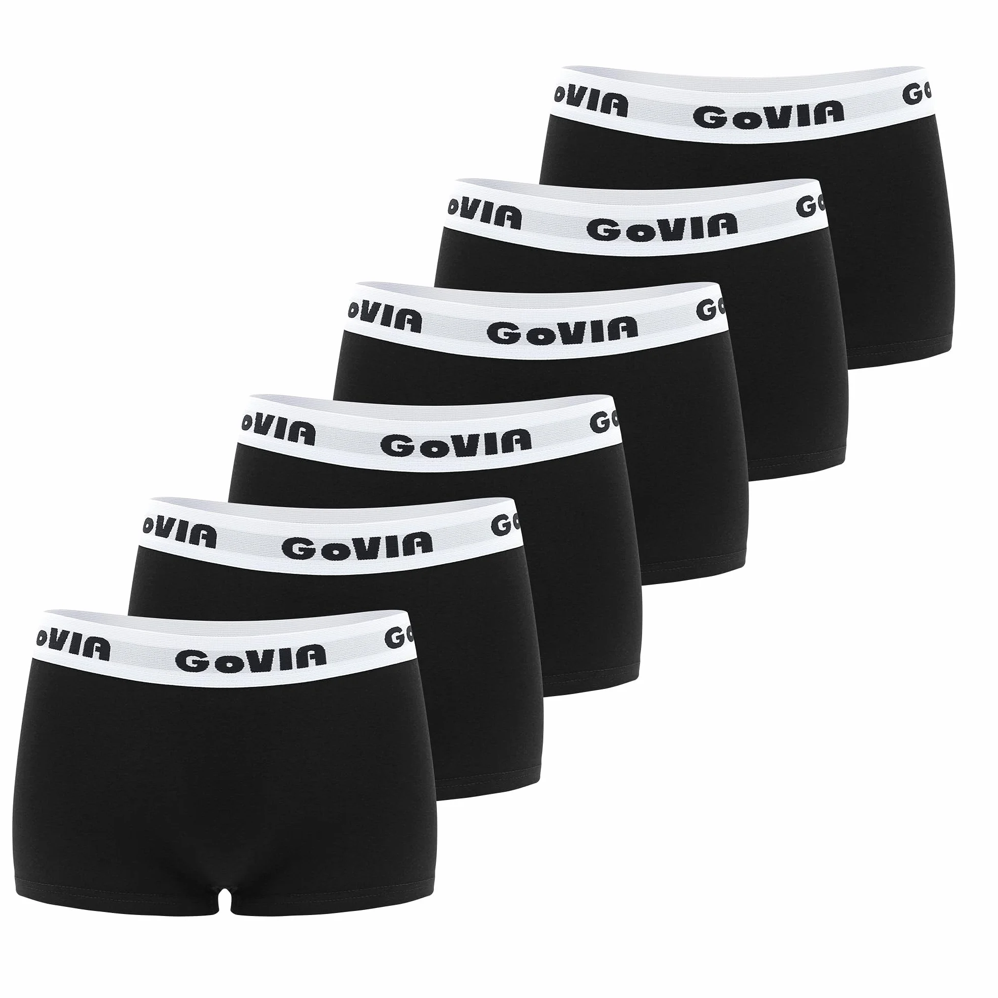 GoVIA Pack de 6 Boxer Mujer Algodon Ropa Interior Transpirable Culotte Suave Tallas S-XL