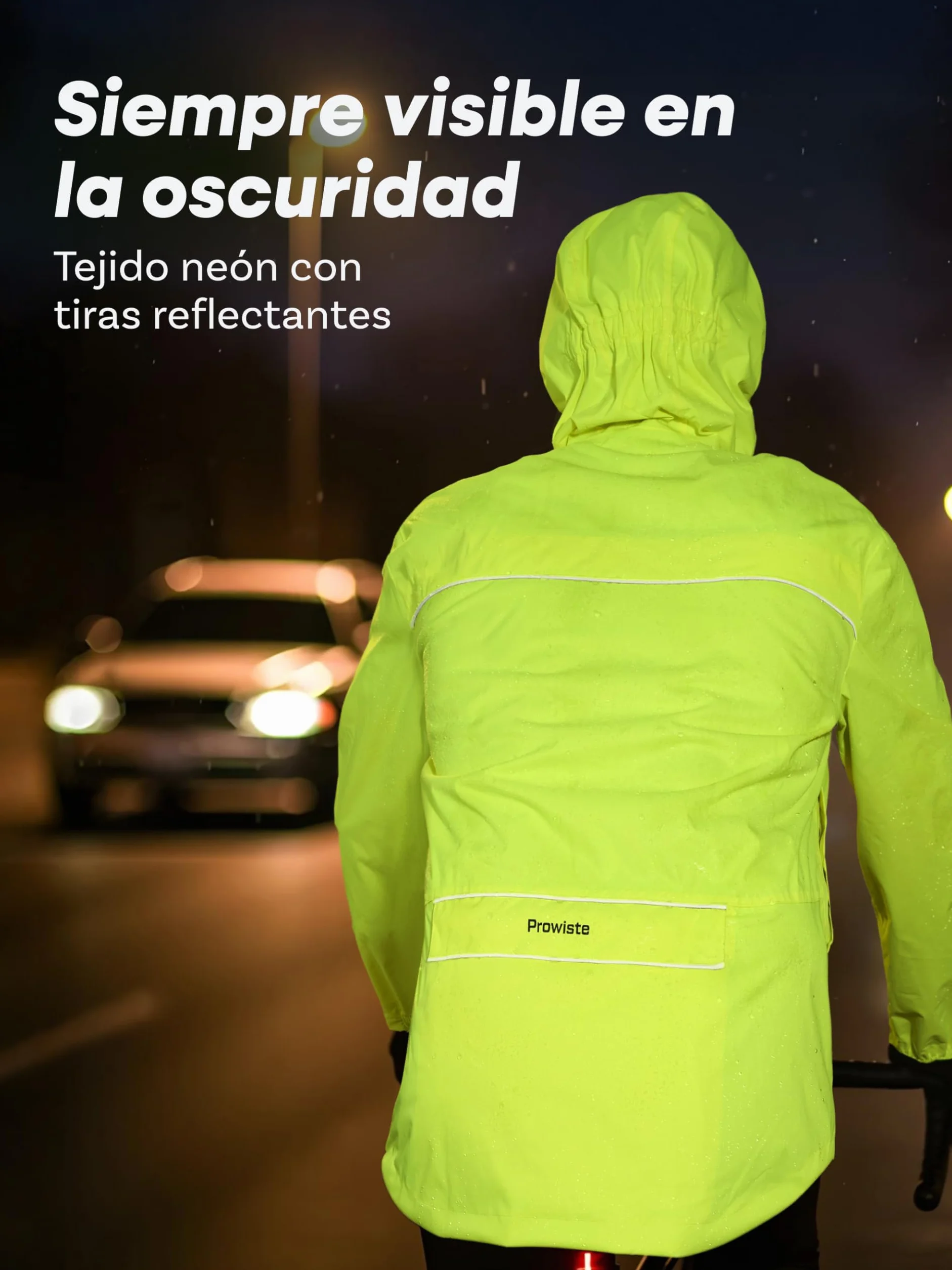 Chaqueta Ciclismo Hombre Mujer Impermeable Transpirable Lluvia Reflectante Capucha Bolsillo Trasero