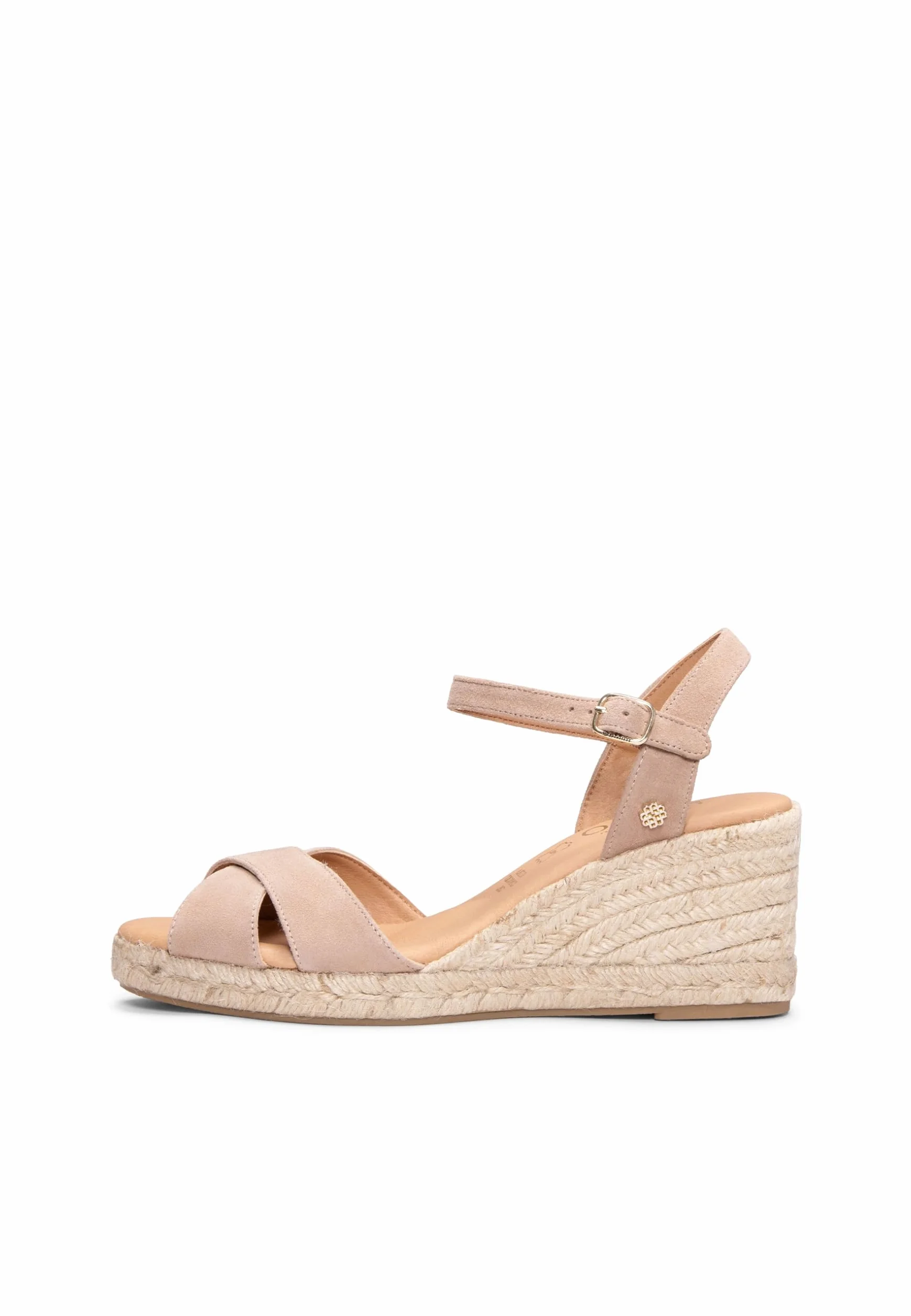 Sandalias con cuña de Esparto con Tiras Cruzadas de Piel y Plantilla de Gel Hecho en España