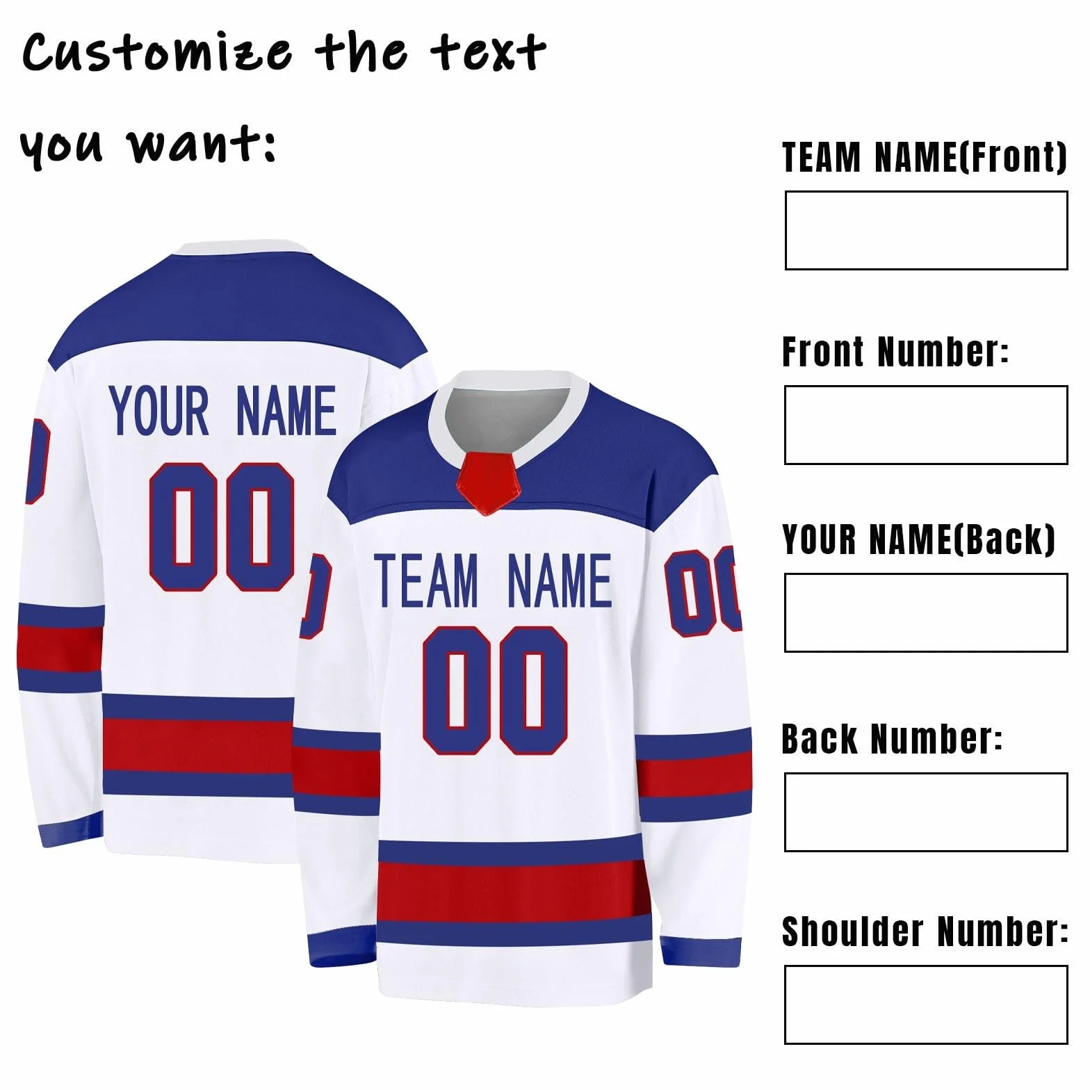 Camiseta de hockey sobre hielo personalizada manga larga uniforme nombre número hombres mujeres niños jóvenes